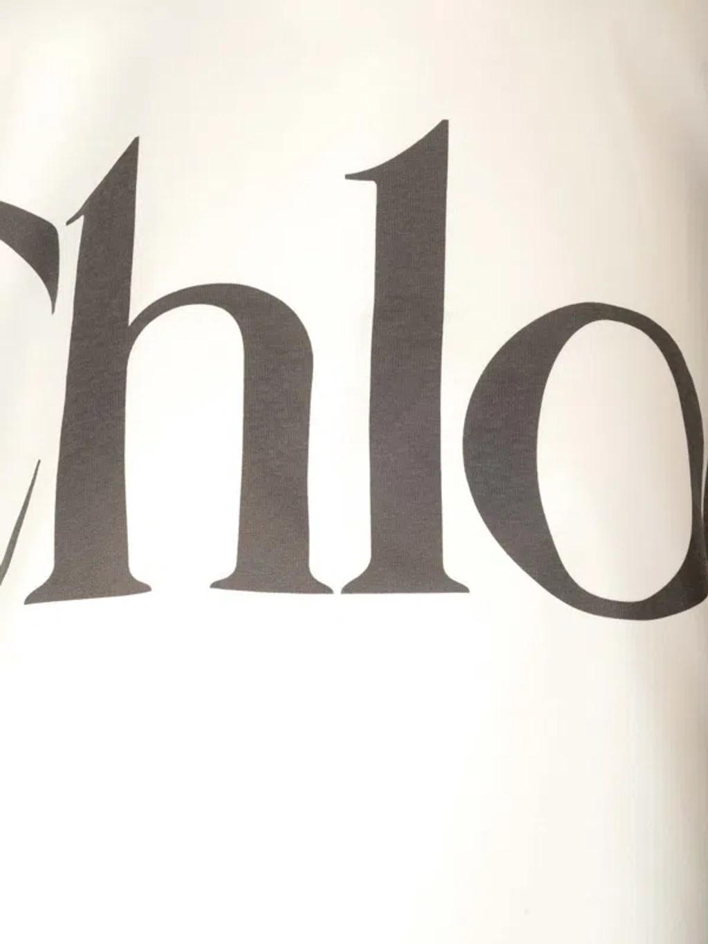 CHLOÉ White Cropped Crewneck T-shirt With Maxi Logo Print On The Front In Cotton Woman In Multicolor Product Image