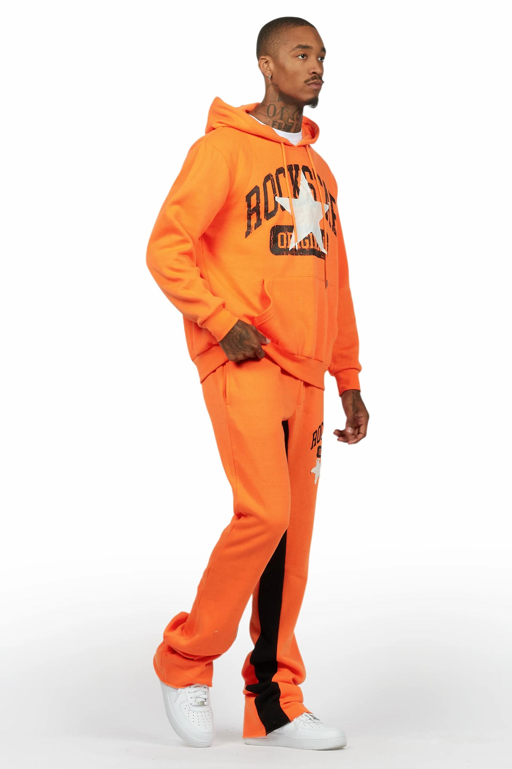 Mallor Orange Baggy Stacked Hoodie Track Set Male Product Image