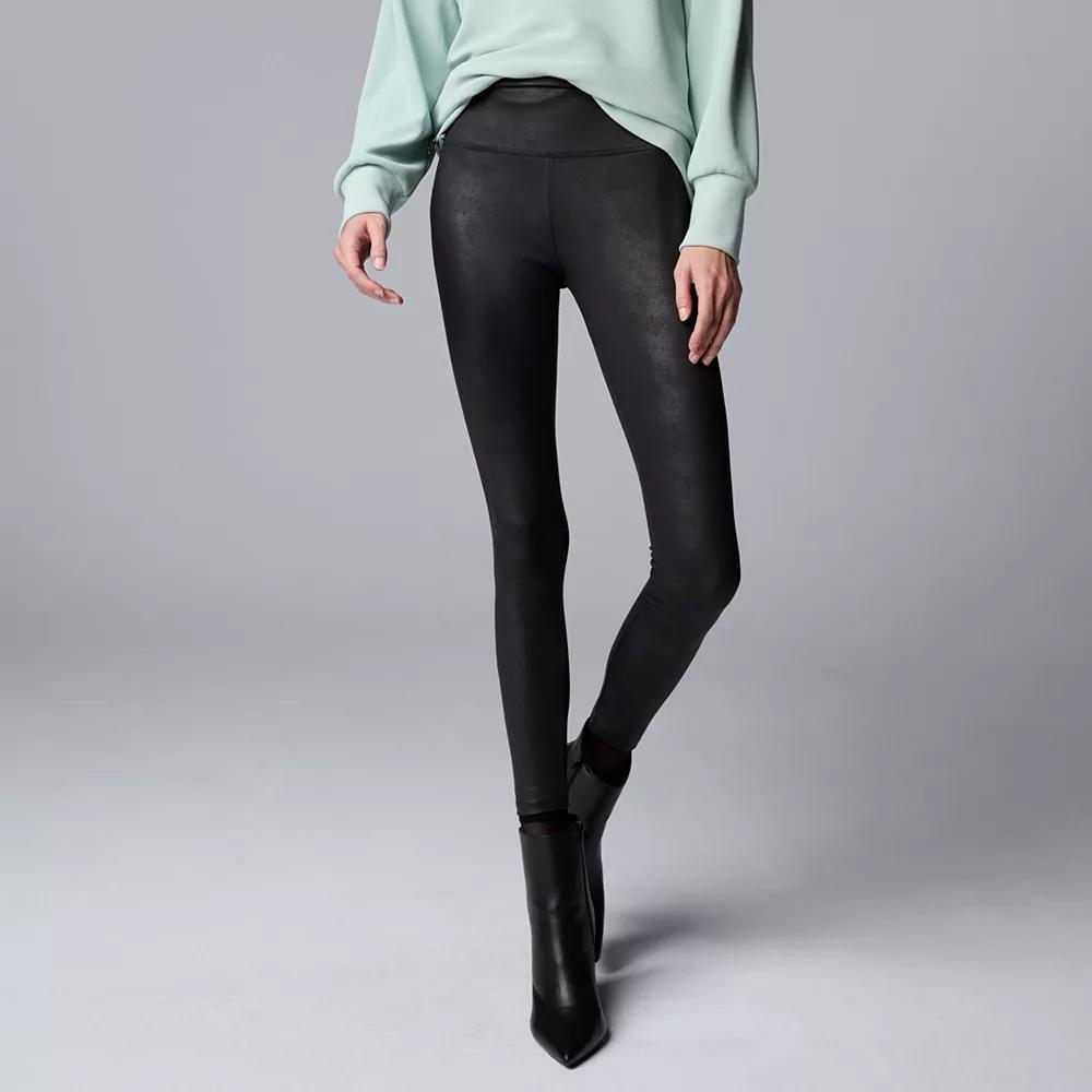 Women's Simply Vera Vera Wang High-Rise Faux Leather Shaping Leggings,  Product Image