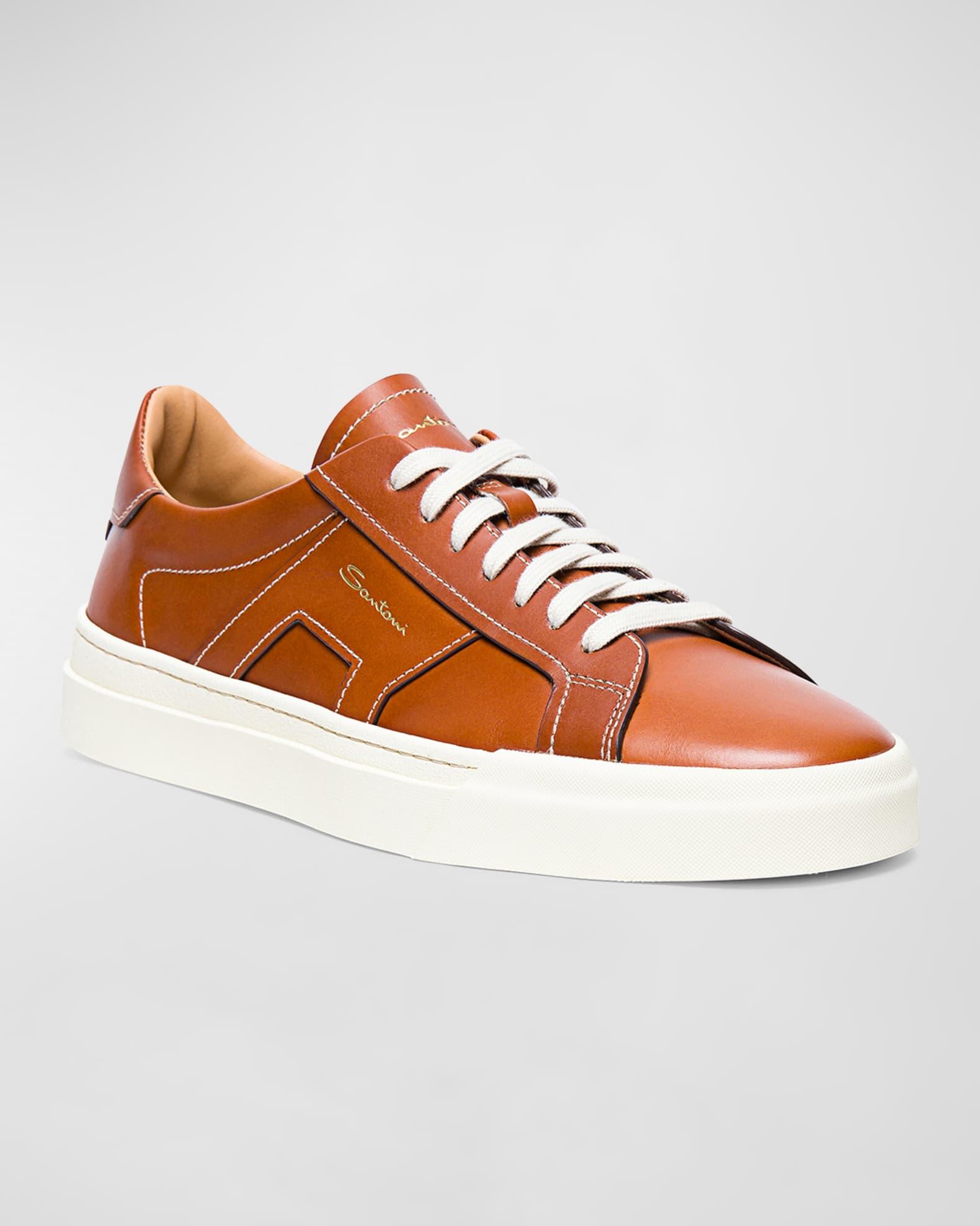 Men's Low-Top Leather Sneakers  Product Image