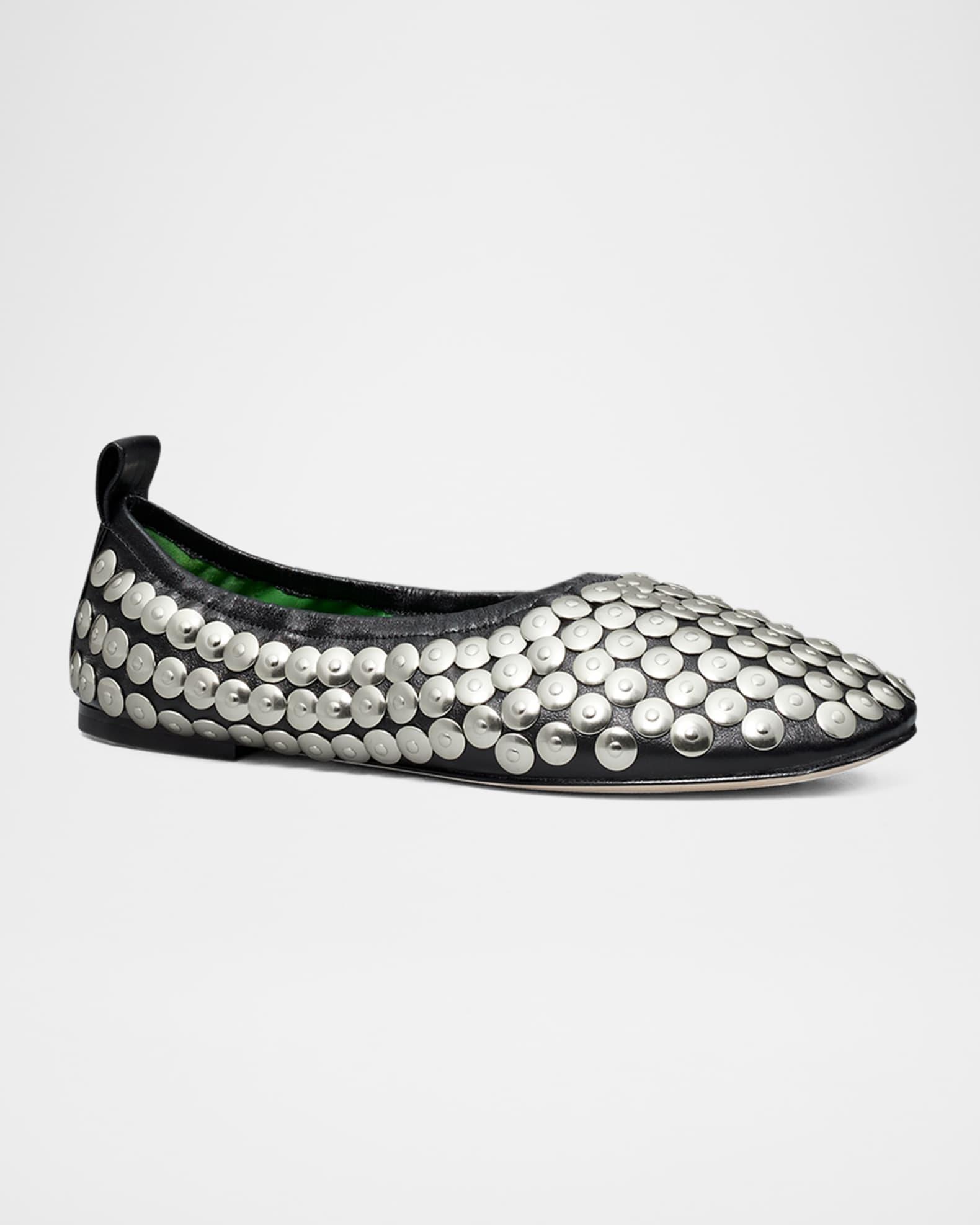 Studded Leather Ballerina Flats Product Image