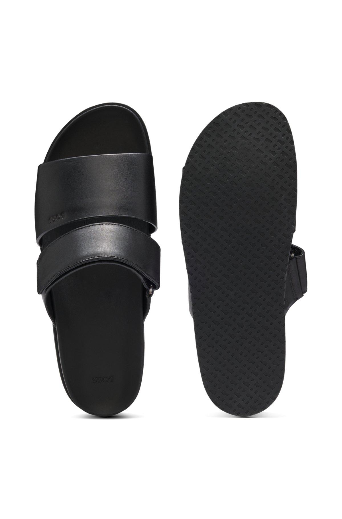 Leather slides with riptape strap Product Image