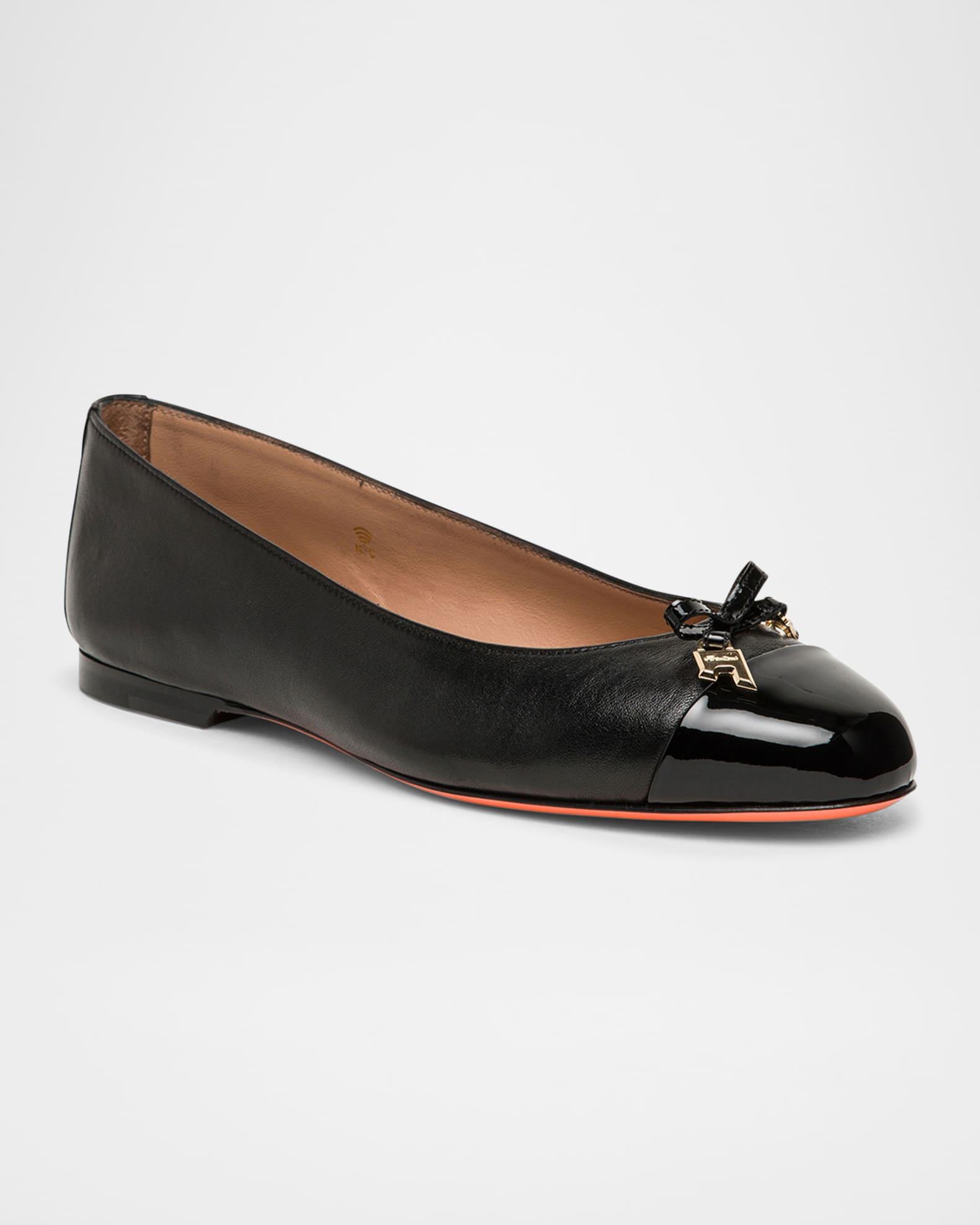 Sandy Leather Bow Ballet Flats Product Image