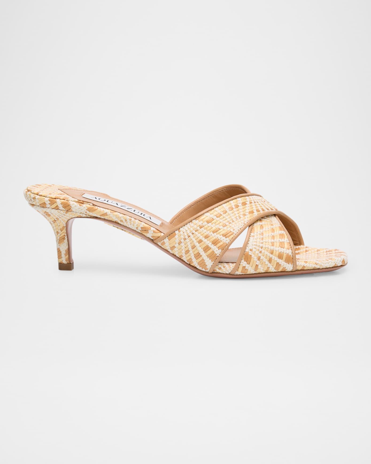 Bicolor Raffia Crisscross Slide Sandals Product Image