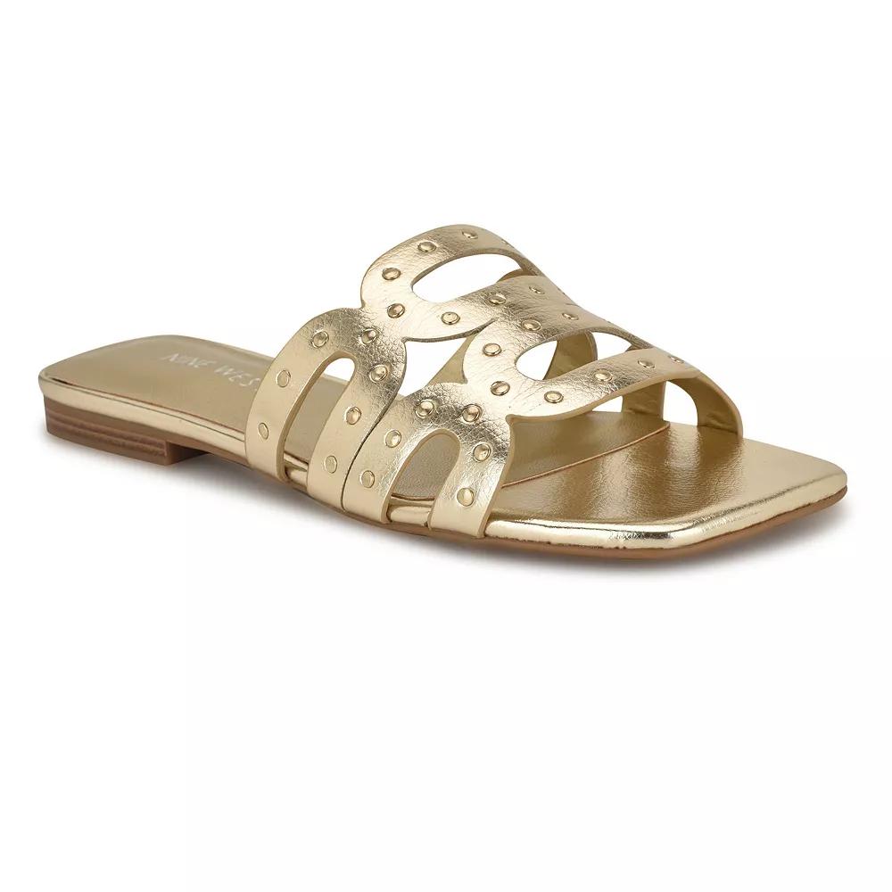 Nine West Mckinna Women's Slip-On Square Toe Flat Sandals, Size: 12, Gold Product Image