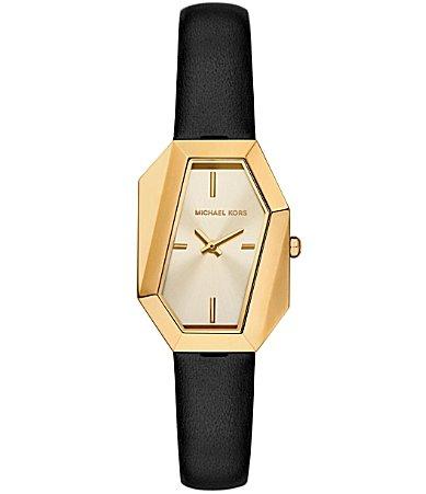 Michael Kors Womens Suri Two-Hand Black Leather Strap Watch Product Image