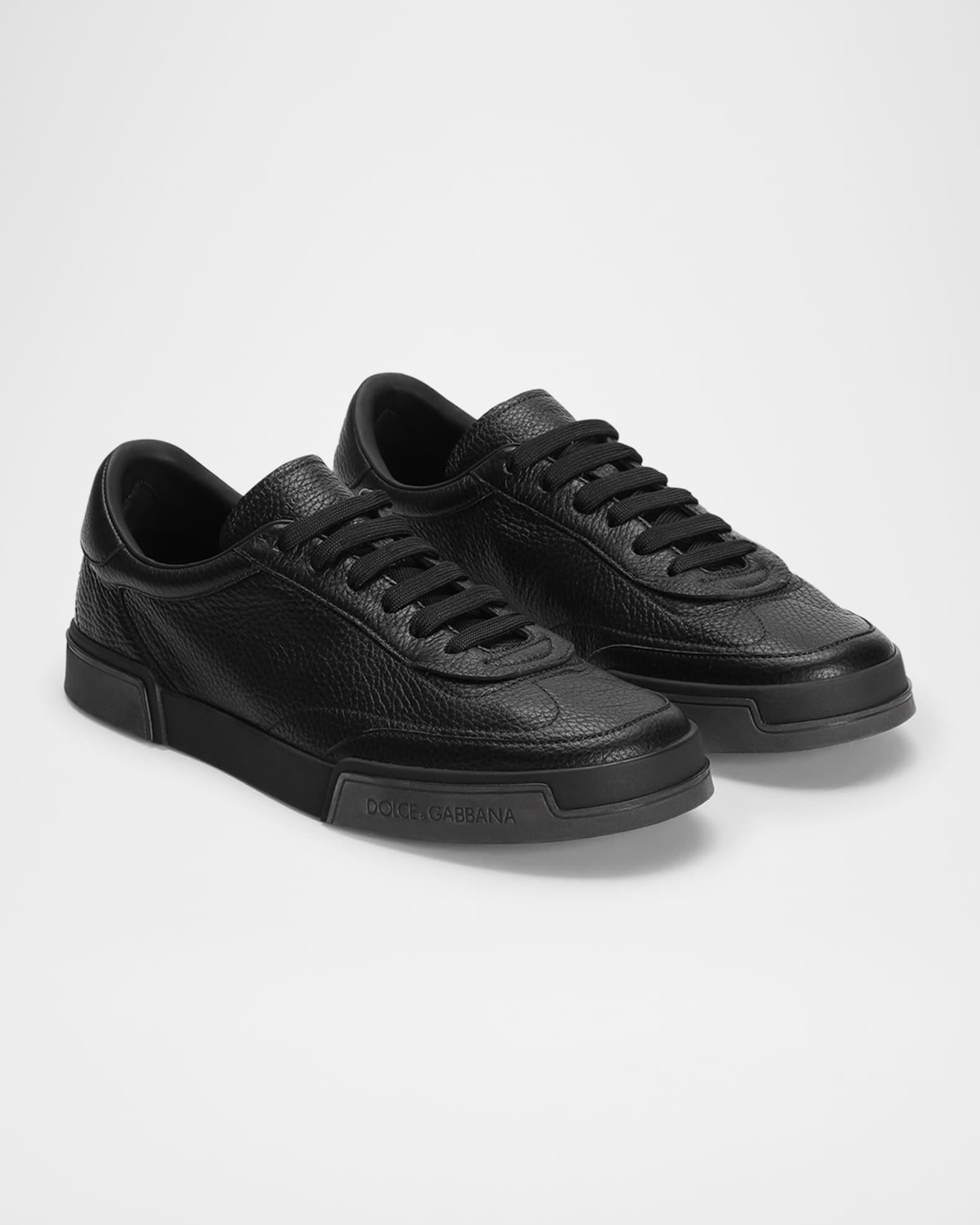 Men's Grained Leather Low-Top Sneakers Product Image