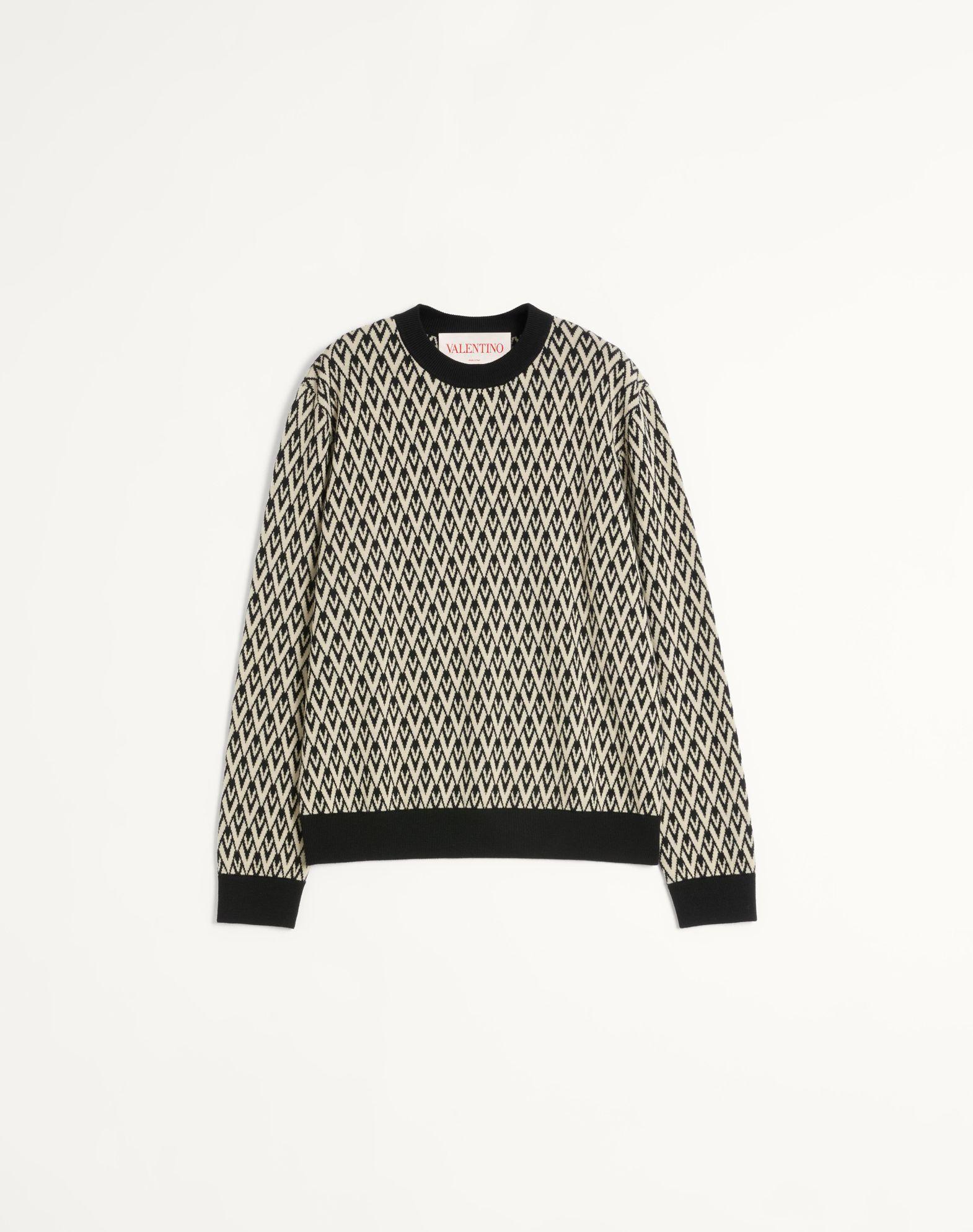 Crewneck Wool Sweater With Toute La V Jacquard Pattern Product Image
