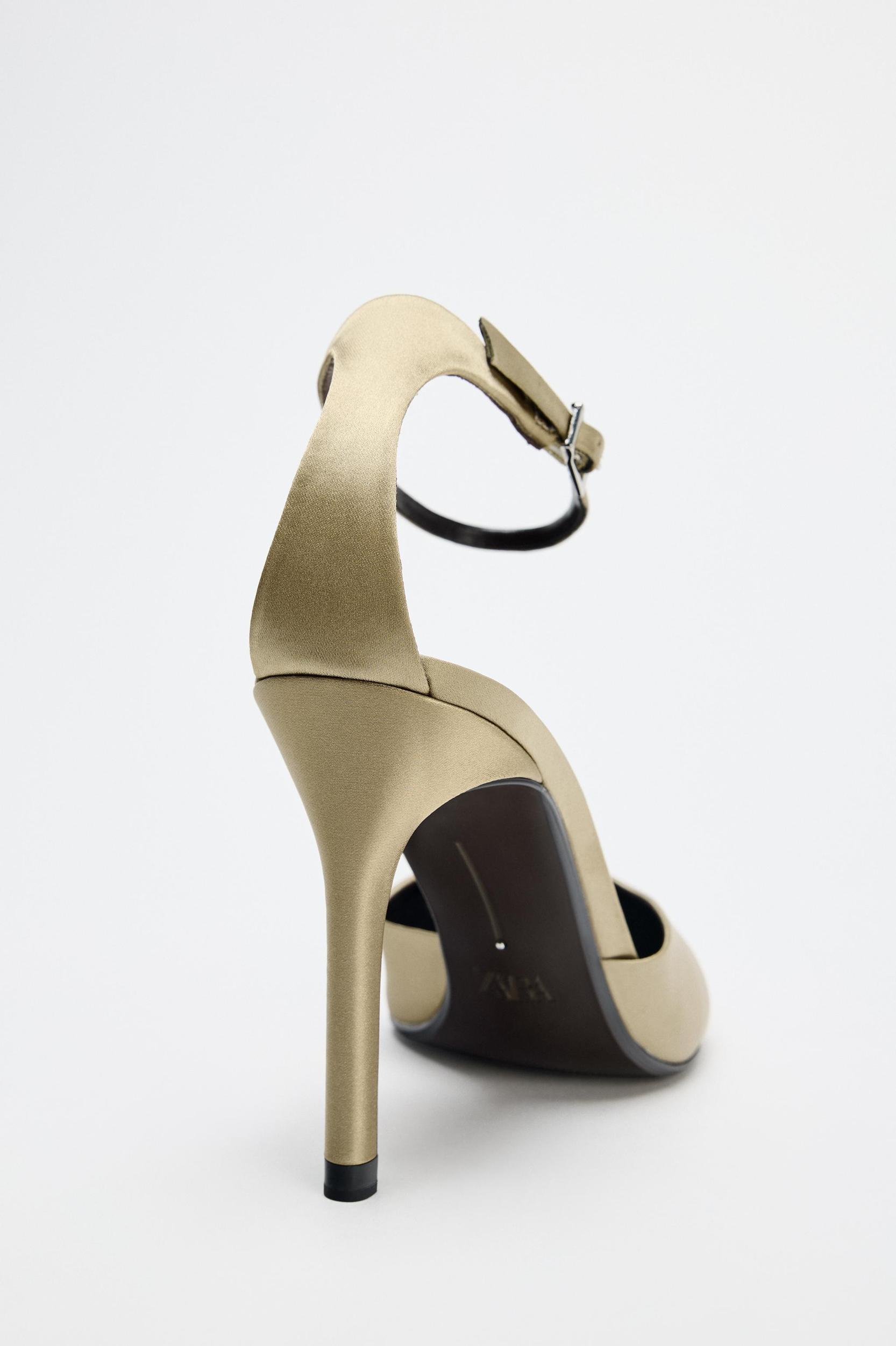 SATIN ANKLE STRAP HEELS Product Image