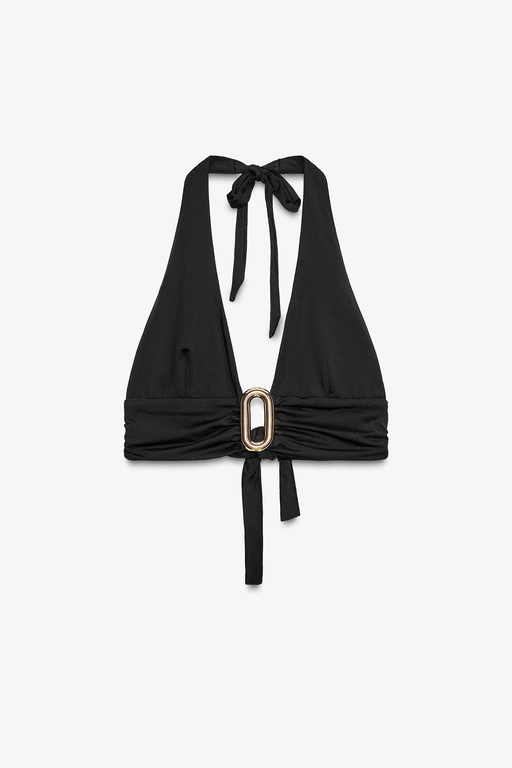 HALTER BIKINI TOP WITH METAL DETAIL Product Image