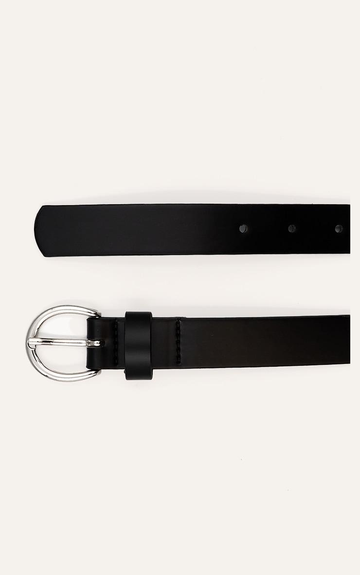 Black PU Basic Crescent Buckle Belt Product Image