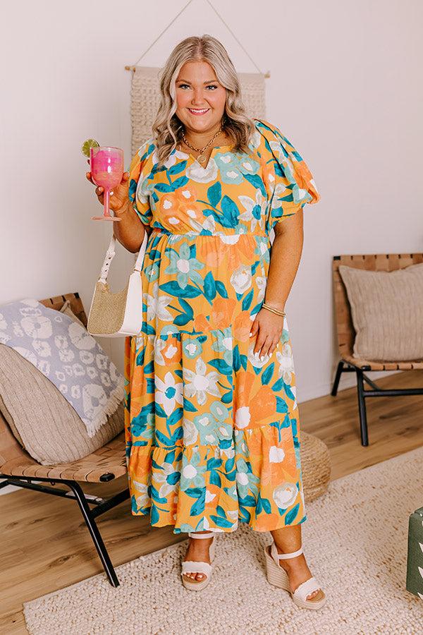 Porch Swing At Sunset Floral Midi in Orange Curves Product Image