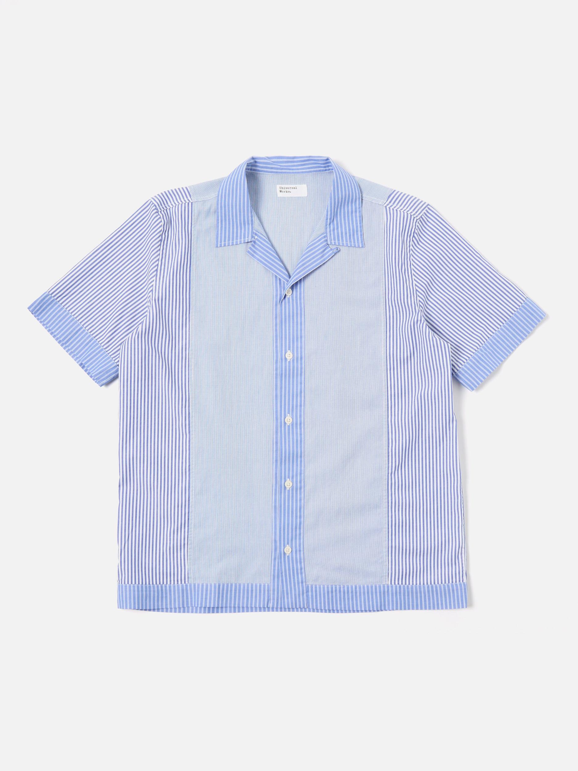 Universal Works Border Panel Shirt in Blue/White Classic Principe Mix Product Image