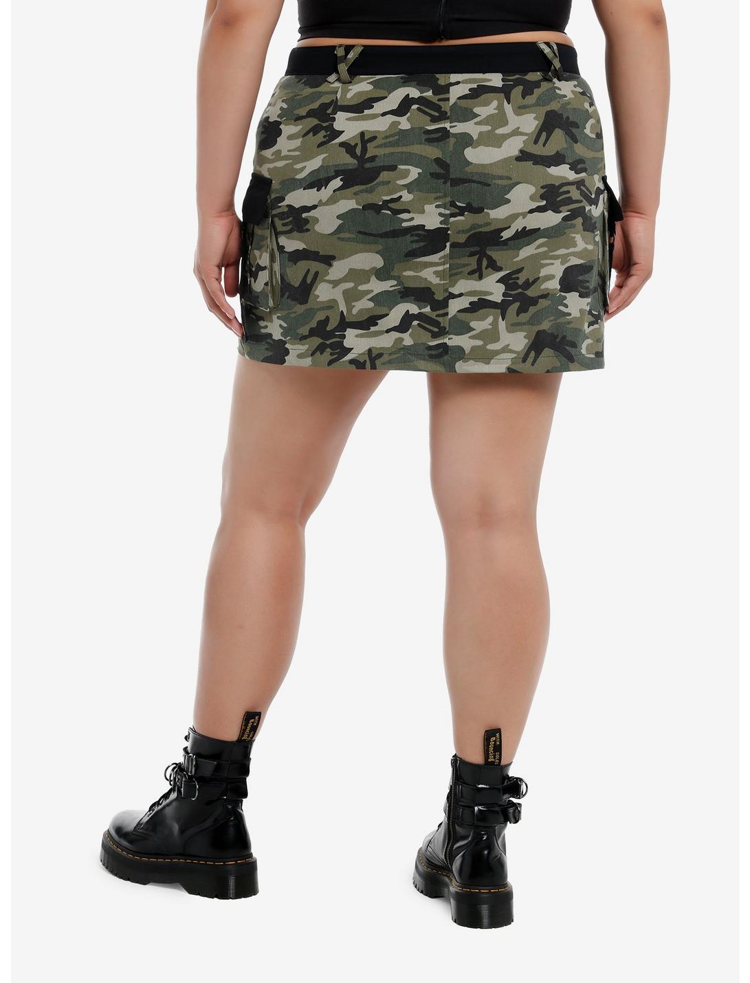 Green Camouflage Zipper Cargo Skirt Plus Size Product Image