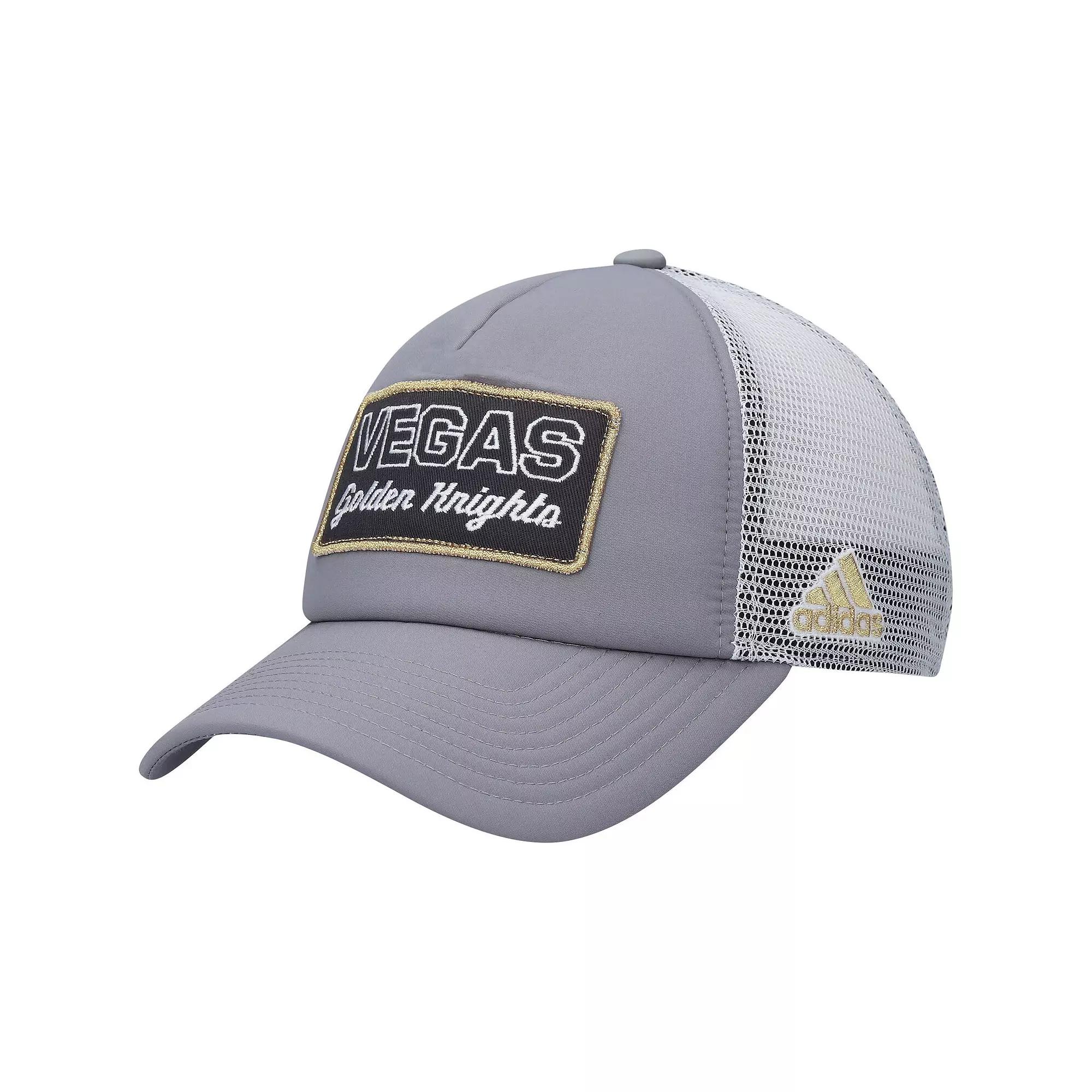 Men's adidas Gray/White Vegas Golden Knights Locker Room Foam Trucker Snapback Hat, Lvk Grey Product Image