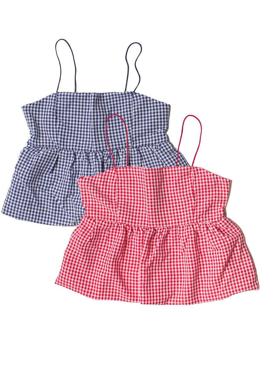 Gingham Peplum Bubble Hem Tank Top Product Image