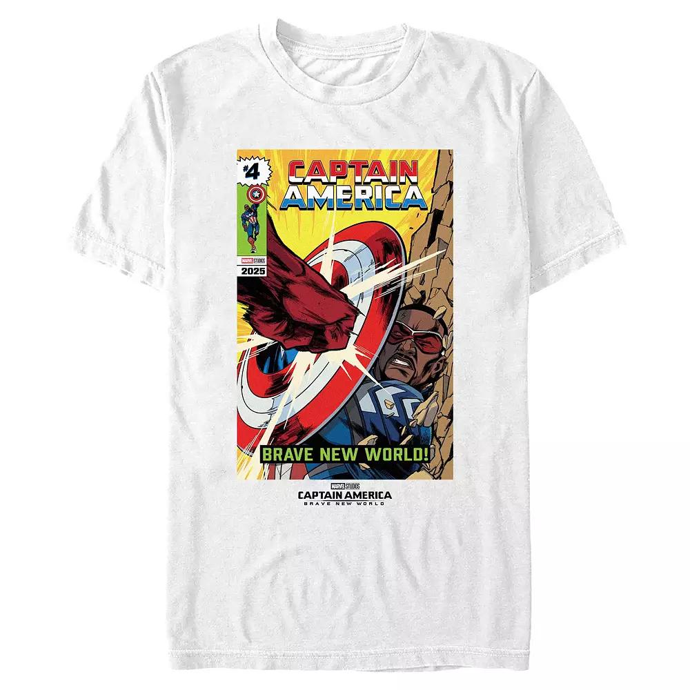 Big & Tall Marvel Captain America Brave New World Punch Cover Graphic Tee, Men's, Size: 4XL, White Product Image