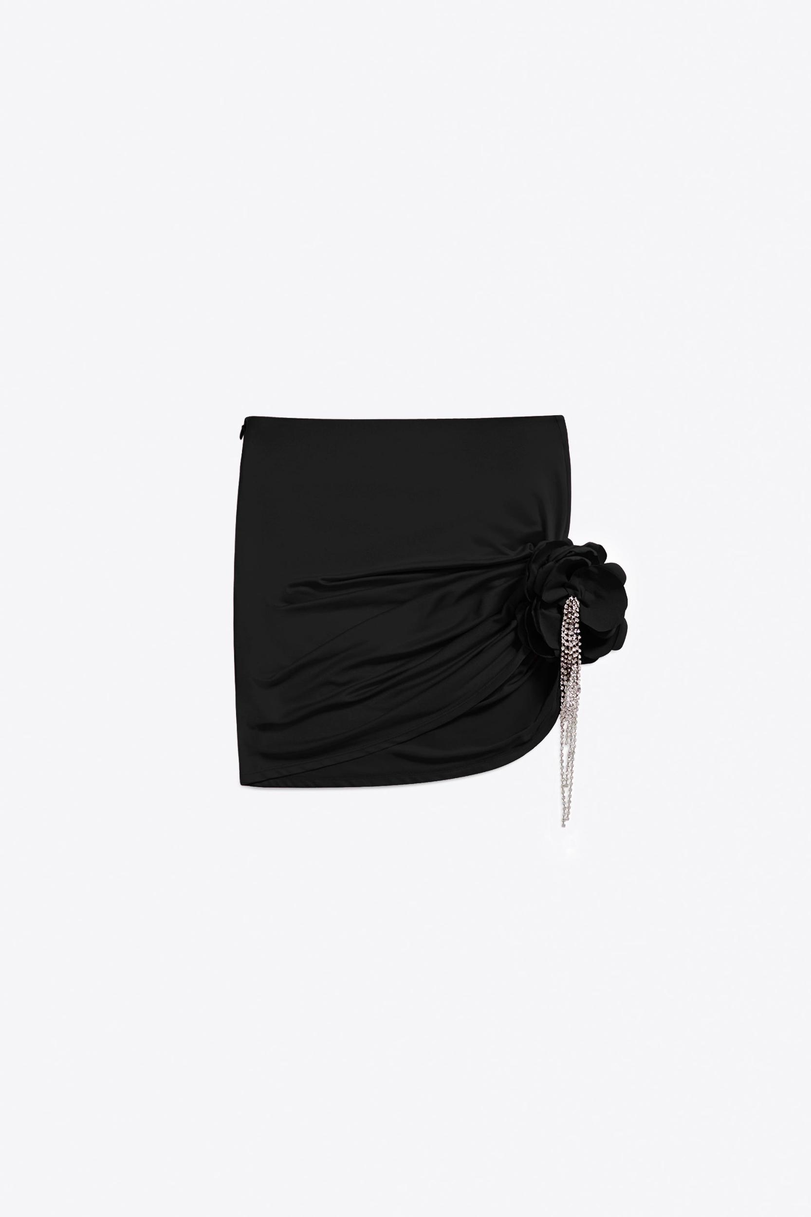 Crystal Flower Draped Mini Skirt Product Image