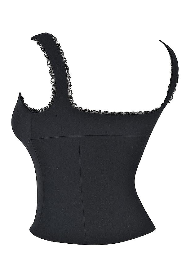 Noura  black lace trim top Product Image