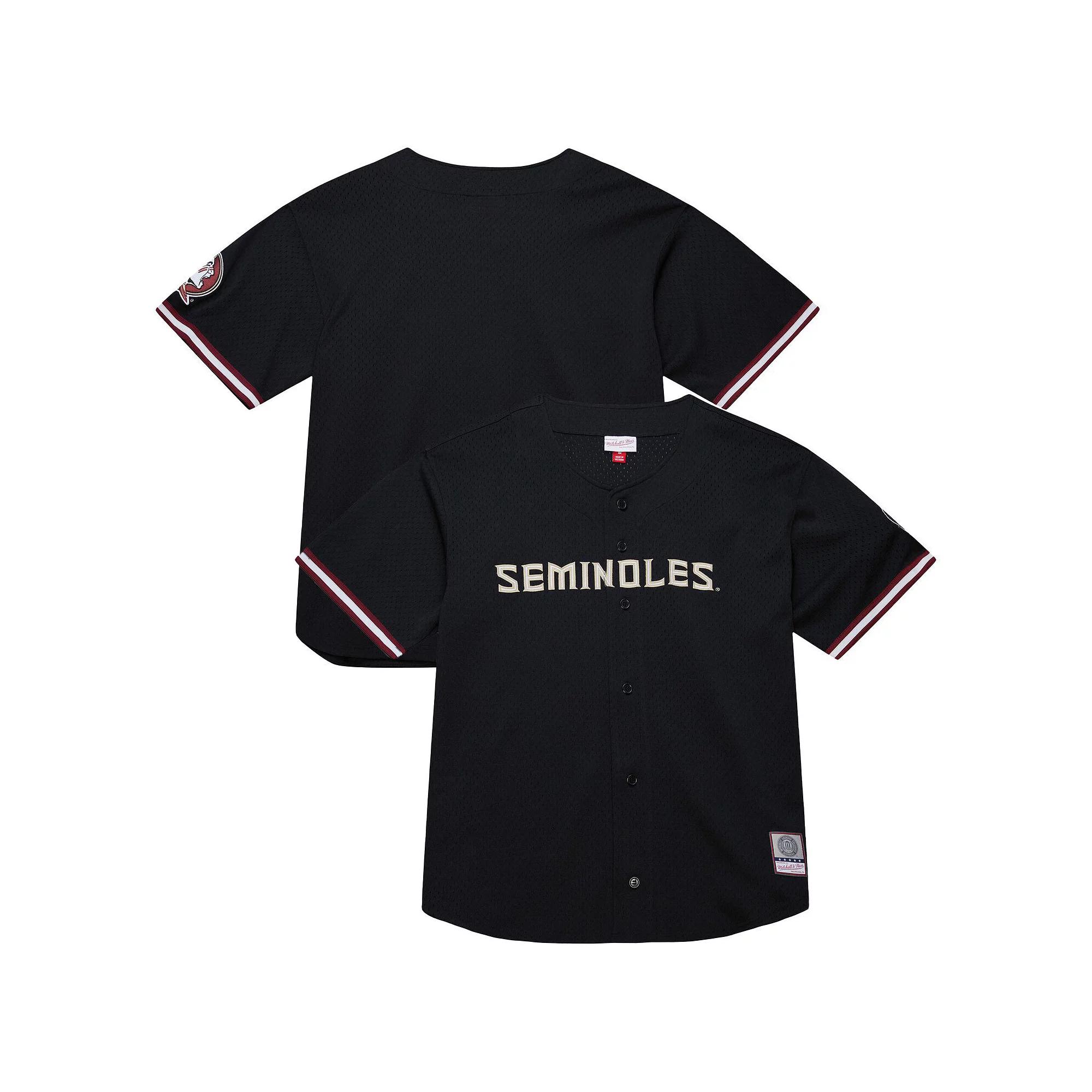 Men's Mitchell & Ness Black Florida State Seminoles On The Clock Full-Button Fashion Jersey,  Product Image