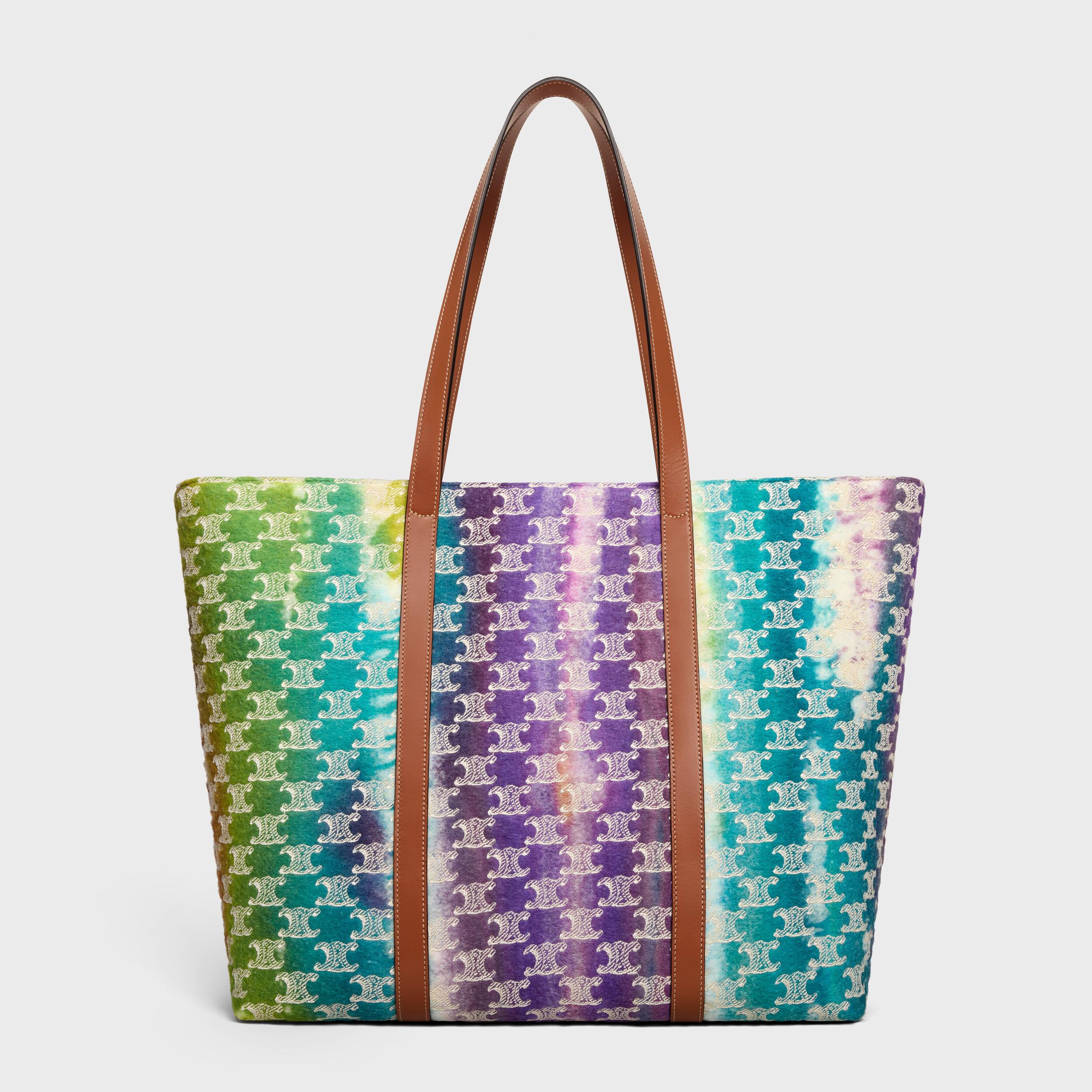 HORIZONTAL MUSEUM BAG IN TEXTILE WITH TRIOMPHE EMBROIDERIES AND CALFSKIN Product Image