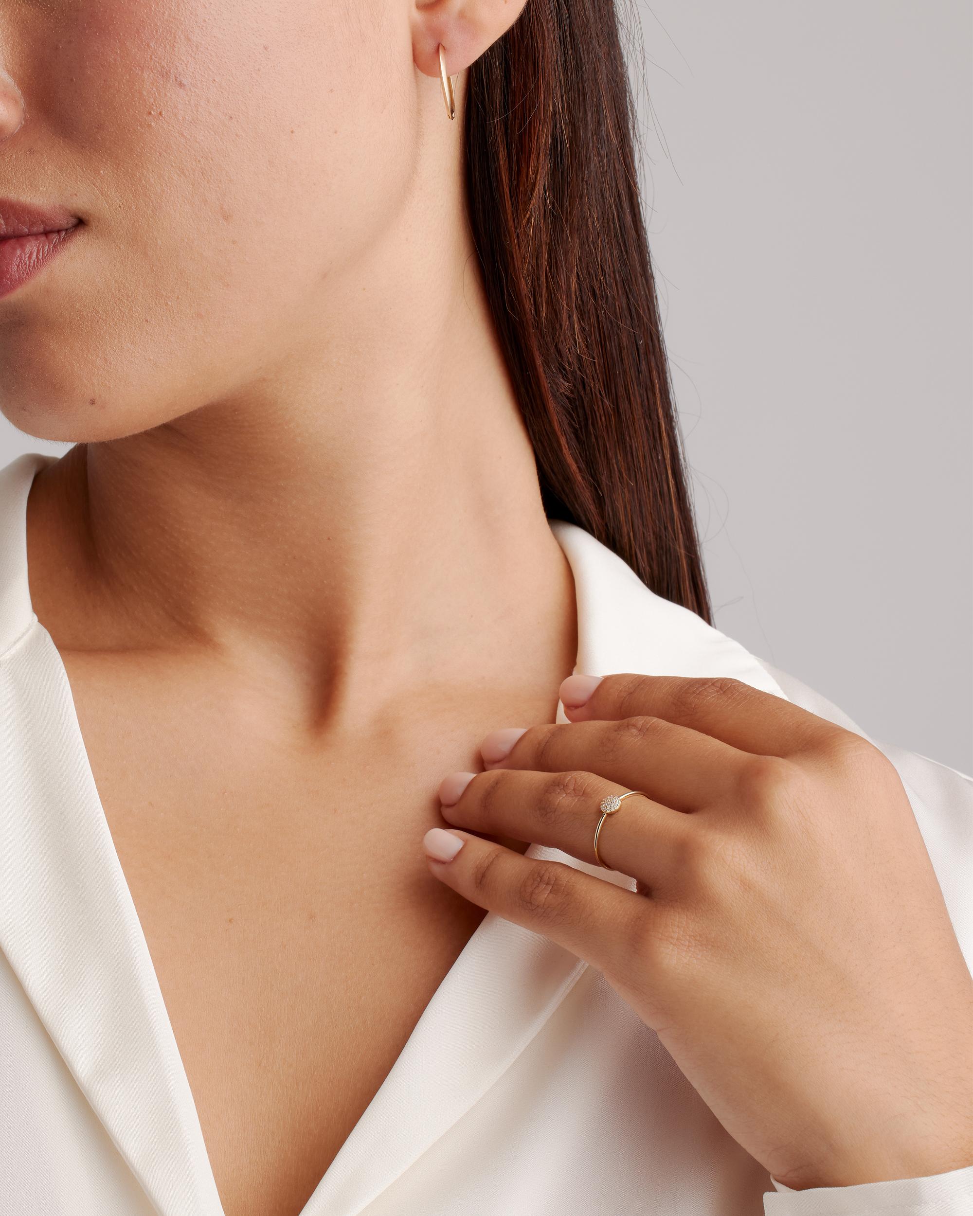 Quince | Women's 14K Gold Pave Diamond Round Disc Ring Product Image