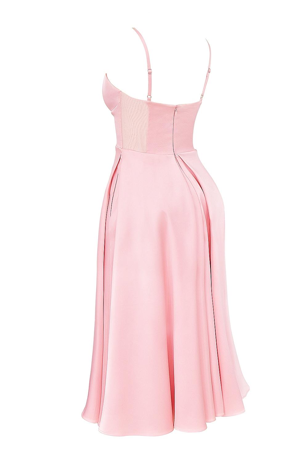 Tiffany  parisian pink satin a-line midi dress - sale Product Image
