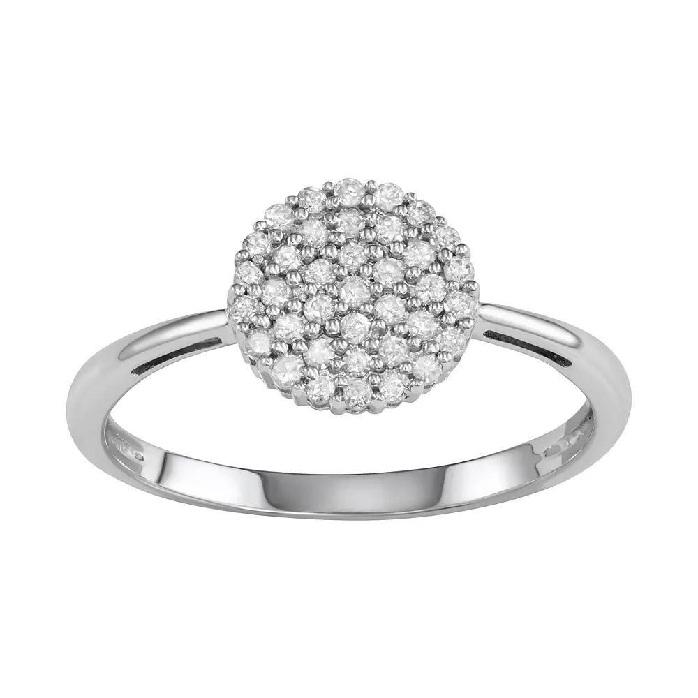 10k White Gold 1/5 Carat T.W. Diamond Cluster Engagement Ring, Women's, Size: 6, 10k Whgold Product Image