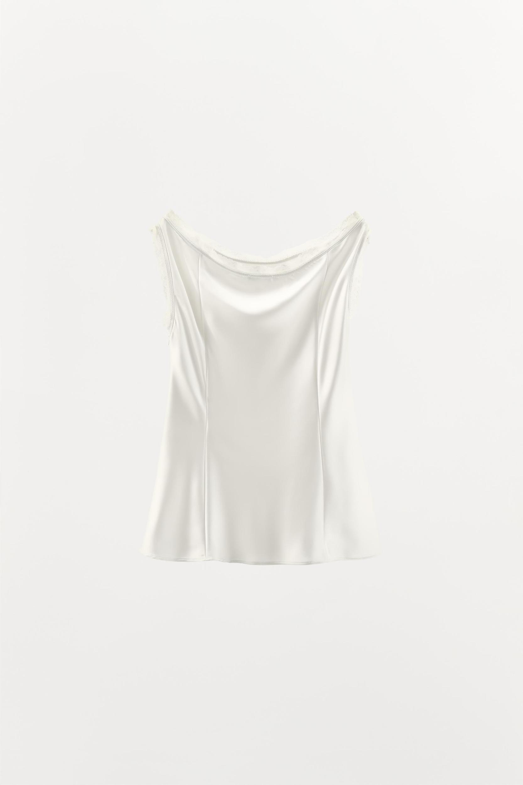 SATIN EFFECT LACE TOP Product Image