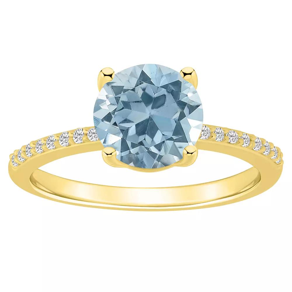 Alyson Layne 14k Gold Sky Blue Topaz & 1/10 Carat T.W. Diamond Ring, Women's, Size: 5 Product Image