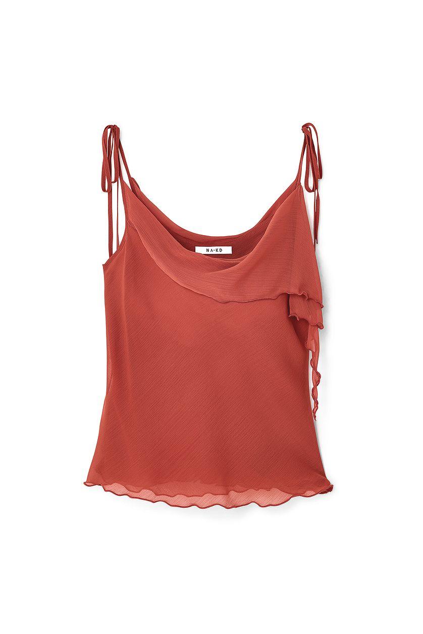 Ruffle Chiffon Tie Detail Top Product Image