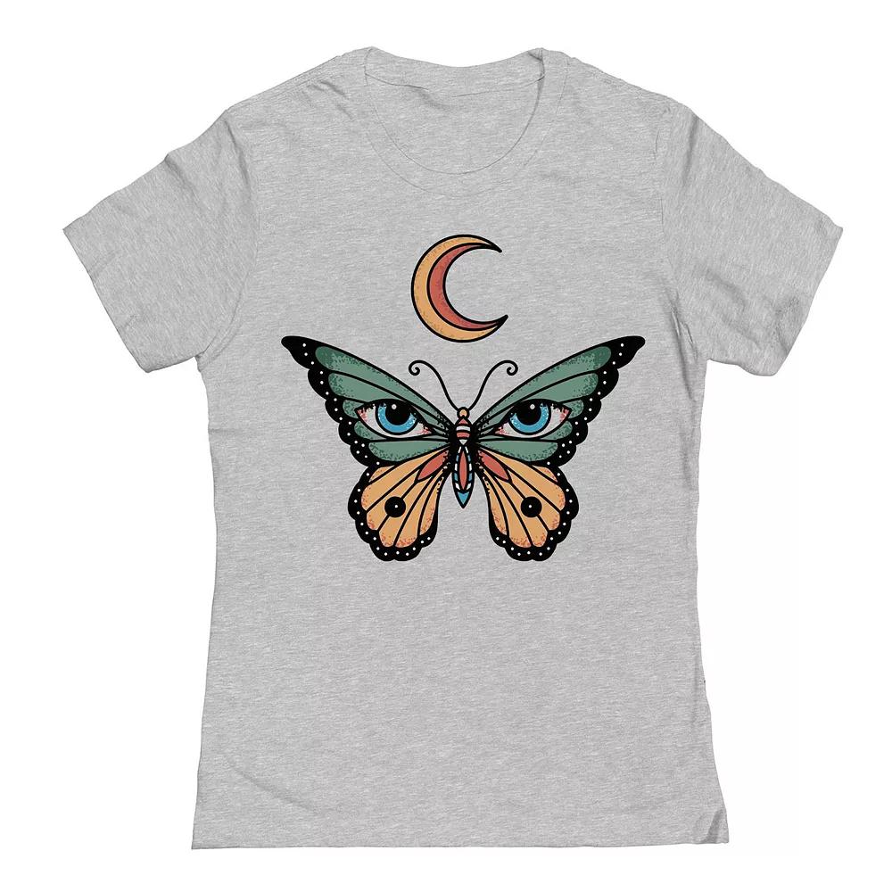 Junior's Butterfly Crescent Womens Graphic Tee, Girl's, Size: XL, Sport Gray Product Image