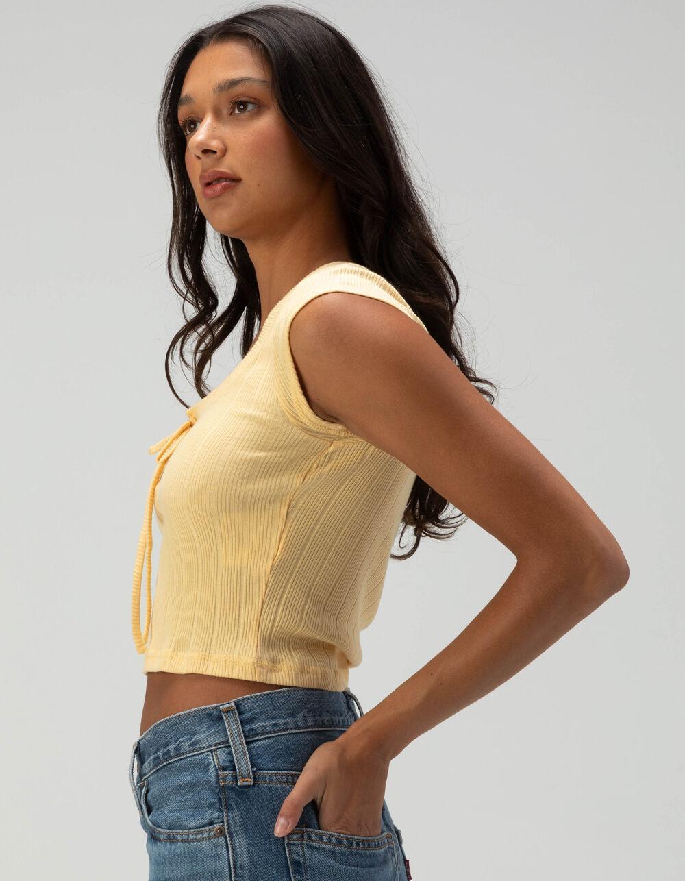 BILLABONG Jay Lace Up Womens Top - PALE YELLOW Product Image