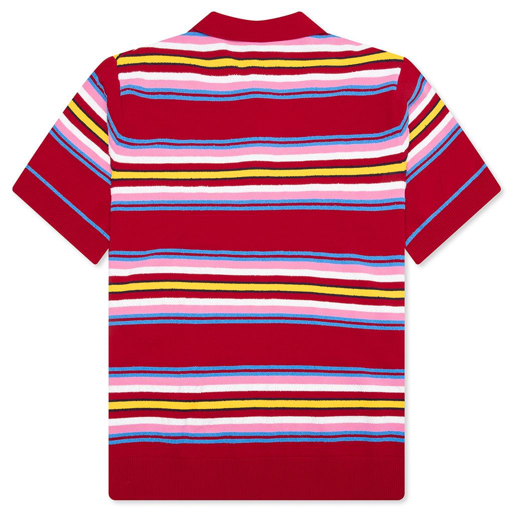 Oversized Striped Polo - Multi Dark Red Male Product Image