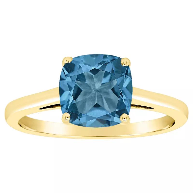 Alyson Layne 14k Gold Cushion London Blue Topaz Solitaire Ring, Women's, Size: 5 Product Image