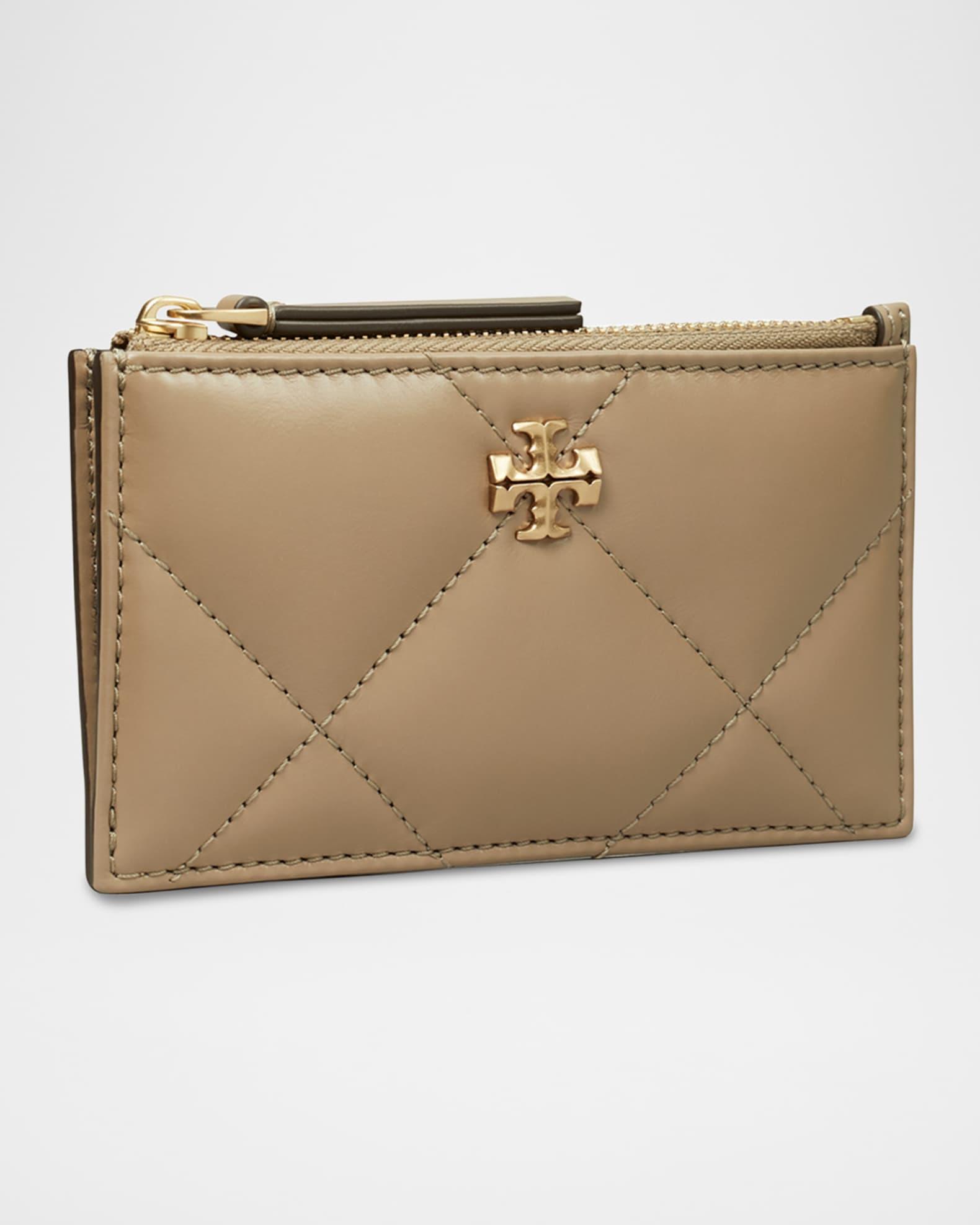 Kira Diamond Quilted Leather Zip Card Case Product Image