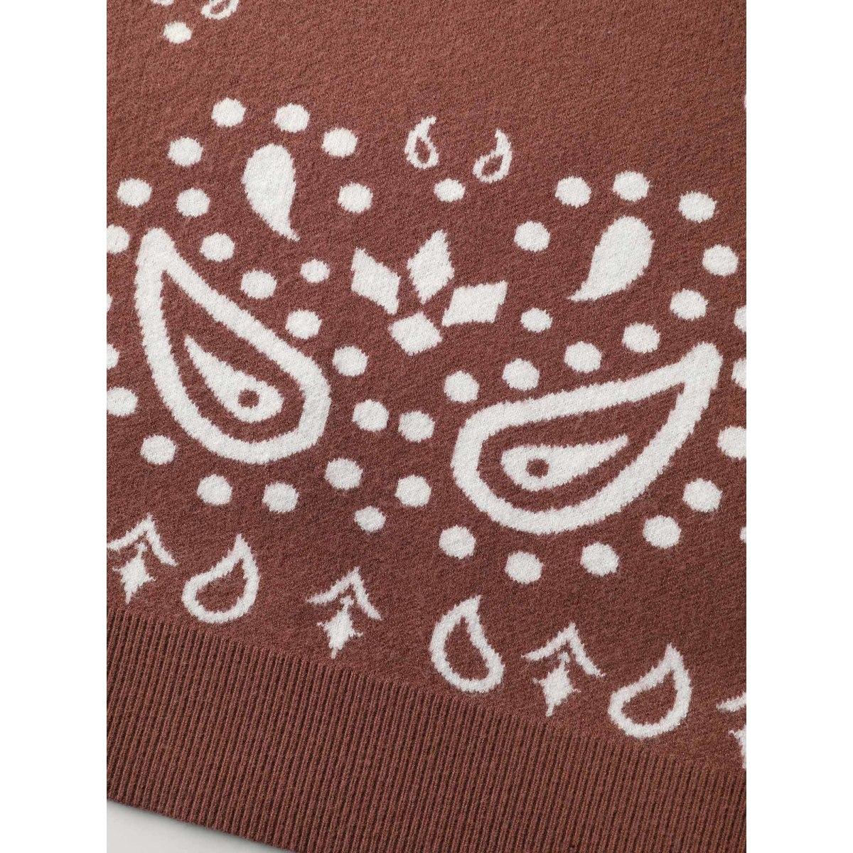 Plus Size Paisley Print Round Neck Pullover Rust Women Playful Loose Long Sleeve Round Neck Casual Pullovers BloomChic 18-20/2X Product Image