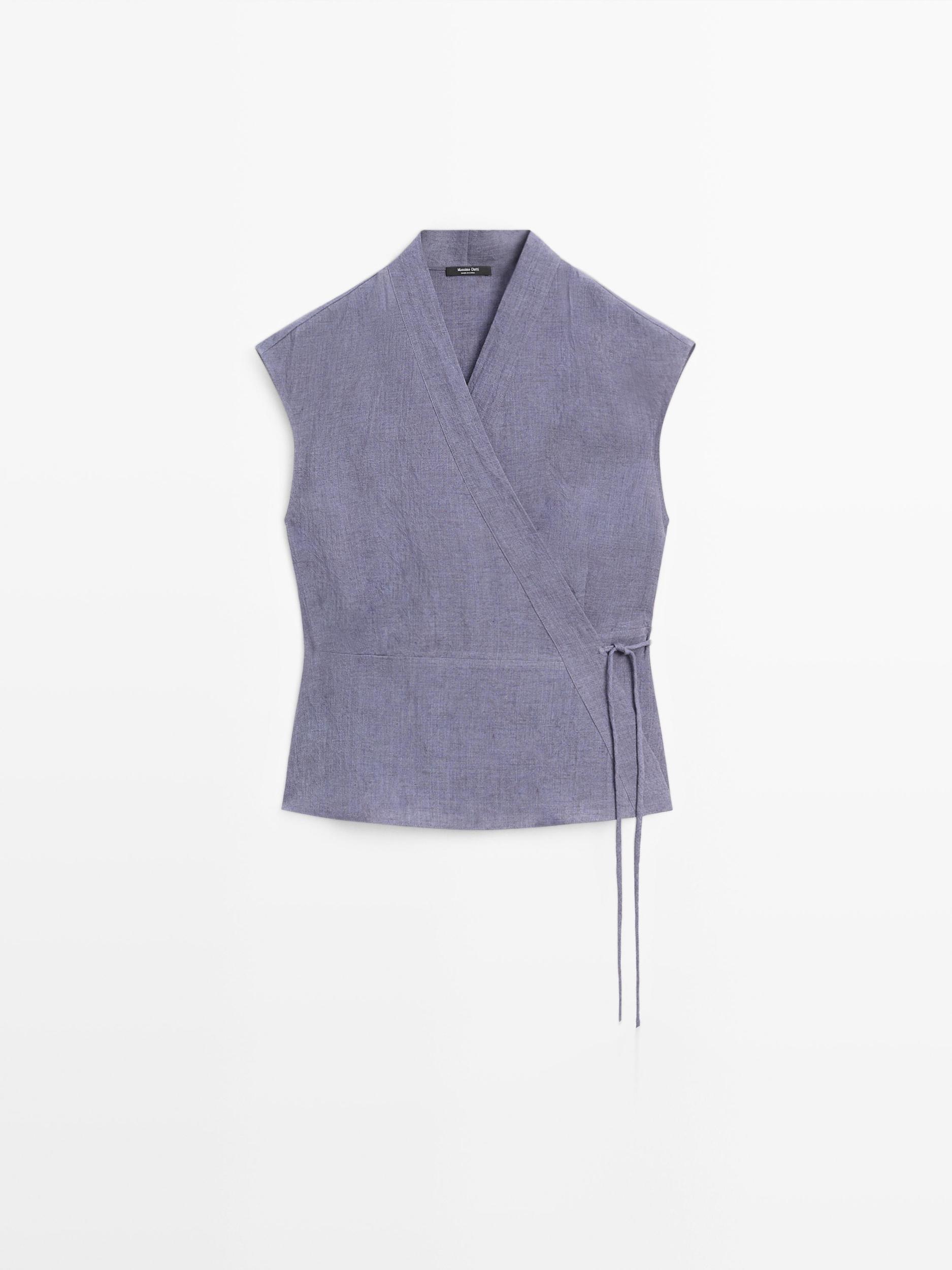 100% linen crossover waistcoat Product Image