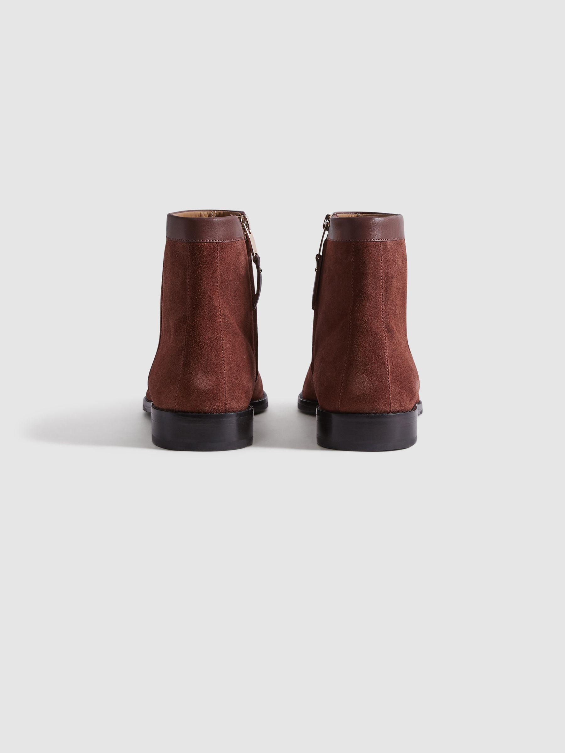 Suede Zip-Through Boots in Rust Product Image