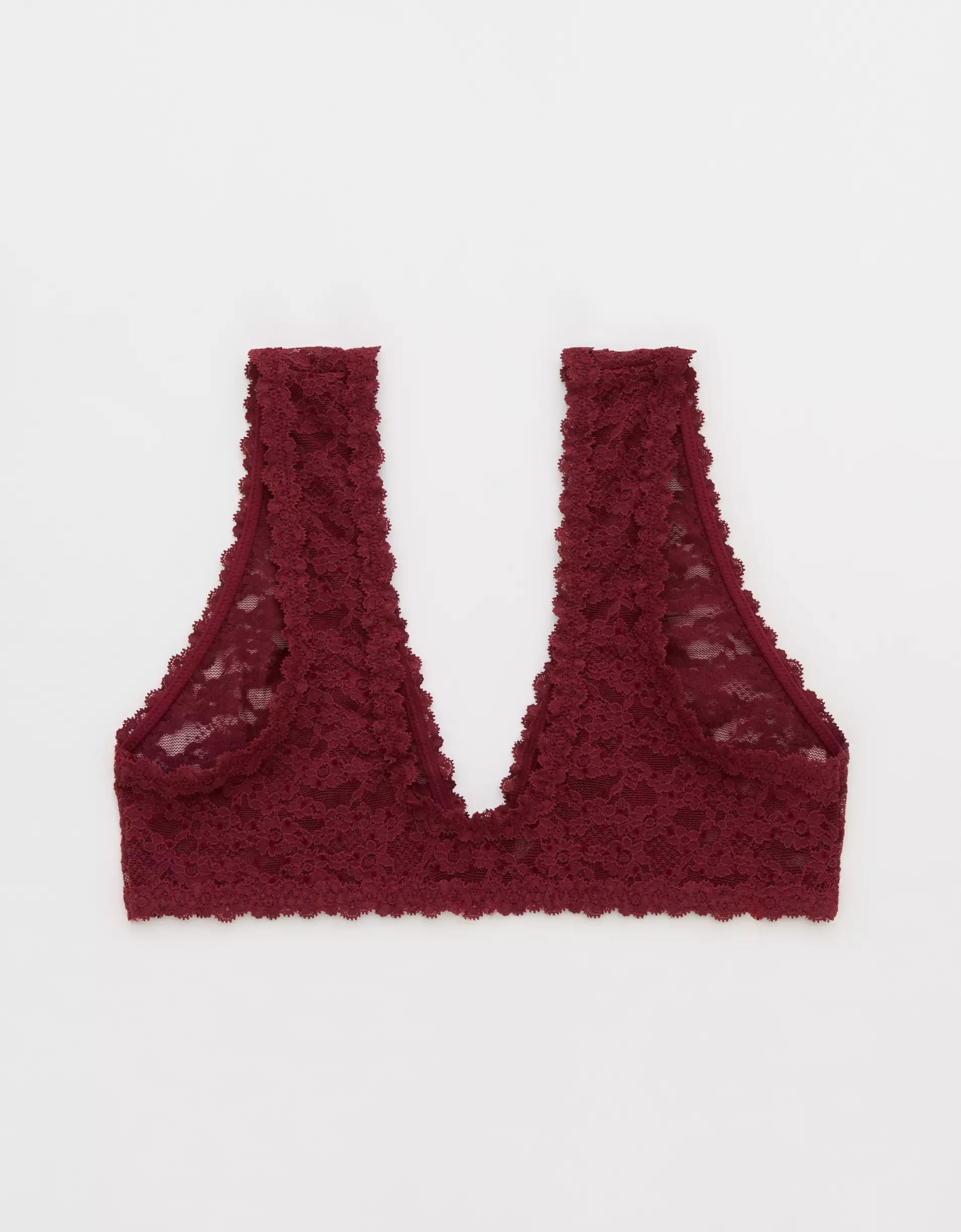 Show Off Flocked Vintage Lace Plunge Bralette Product Image