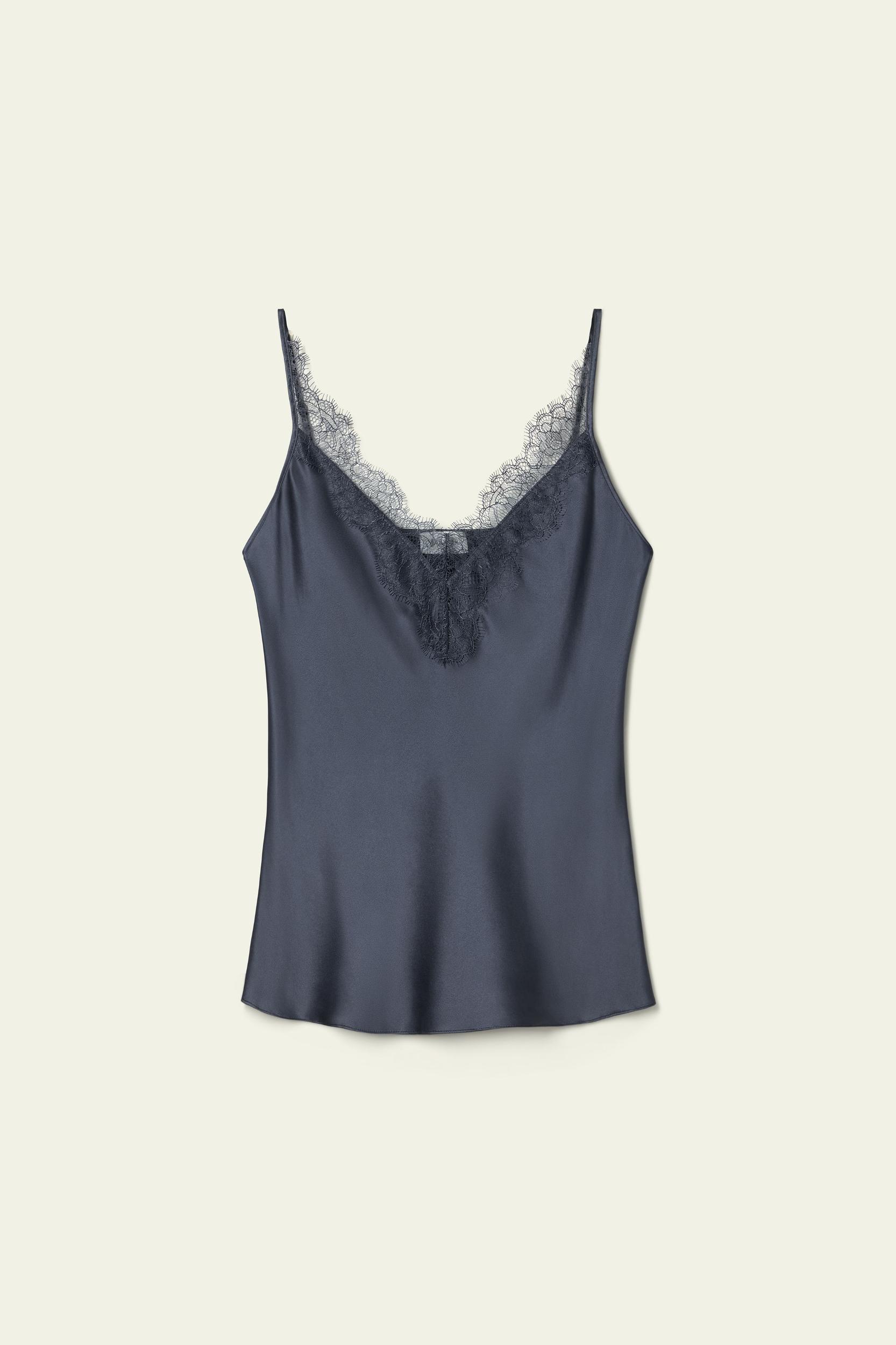 Lace-Trimmed Silk Camisole Product Image