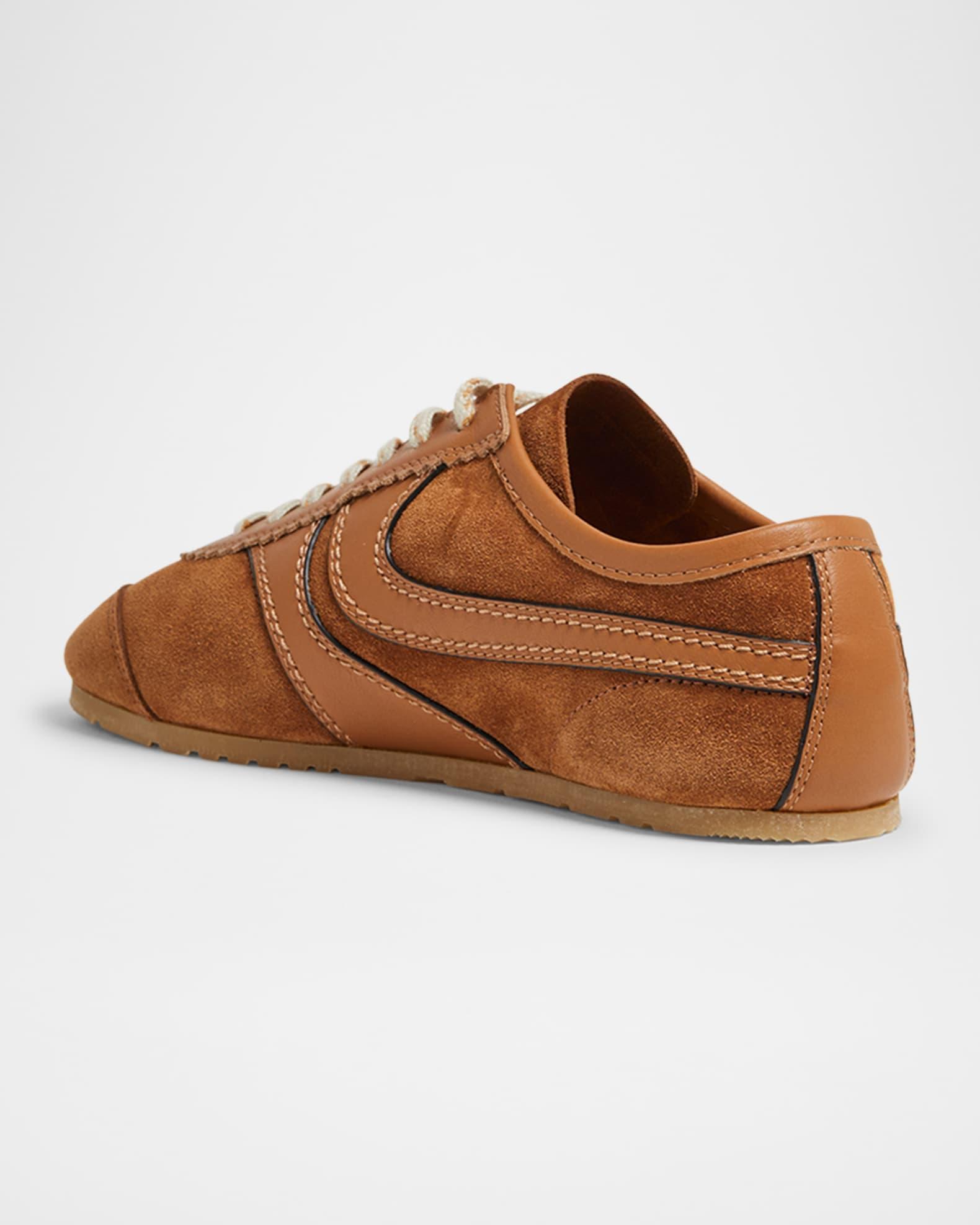 Mixed Leather Retro Runner Sneakers Product Image