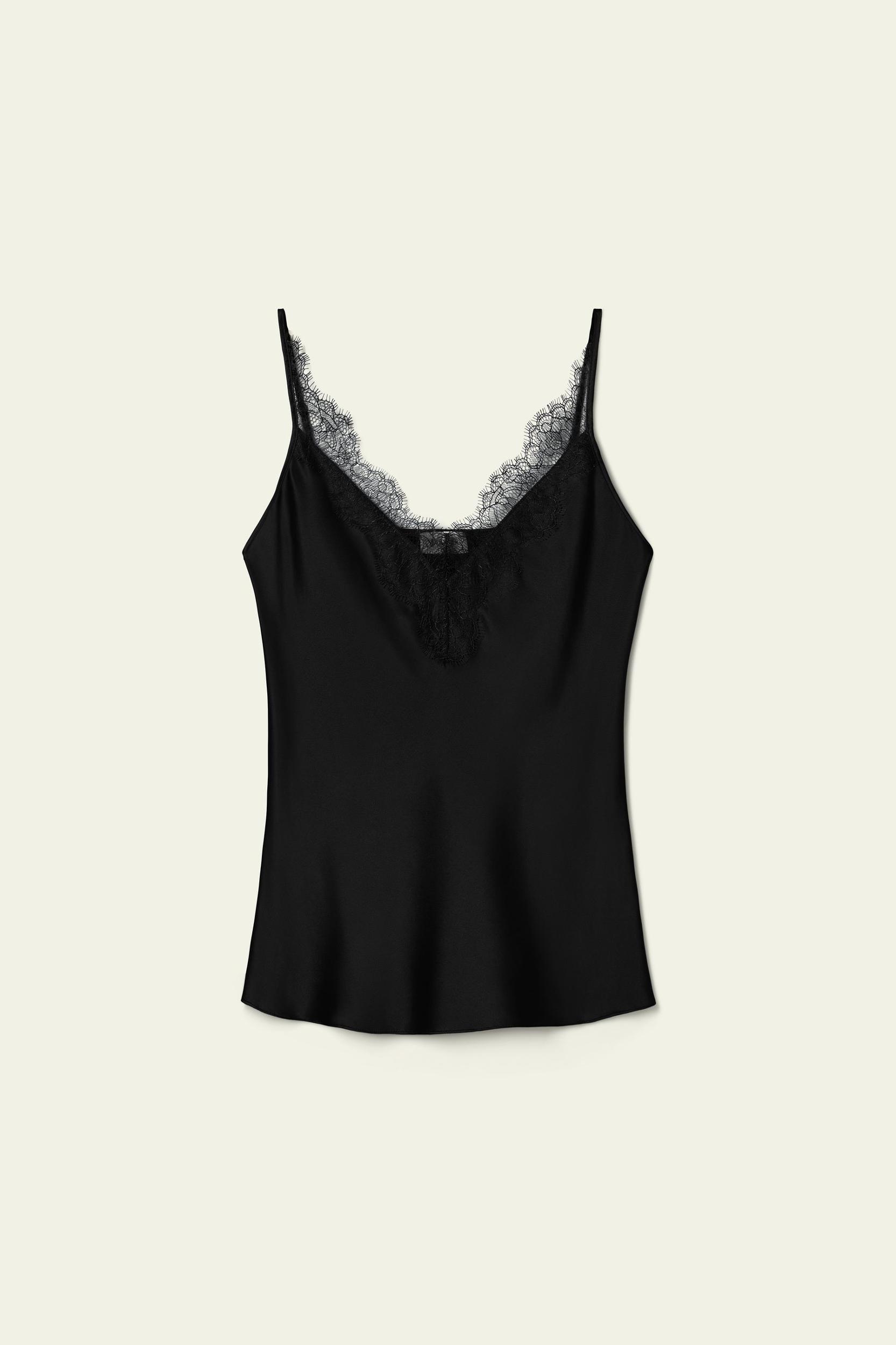 Lace-Trimmed Silk Camisole Product Image