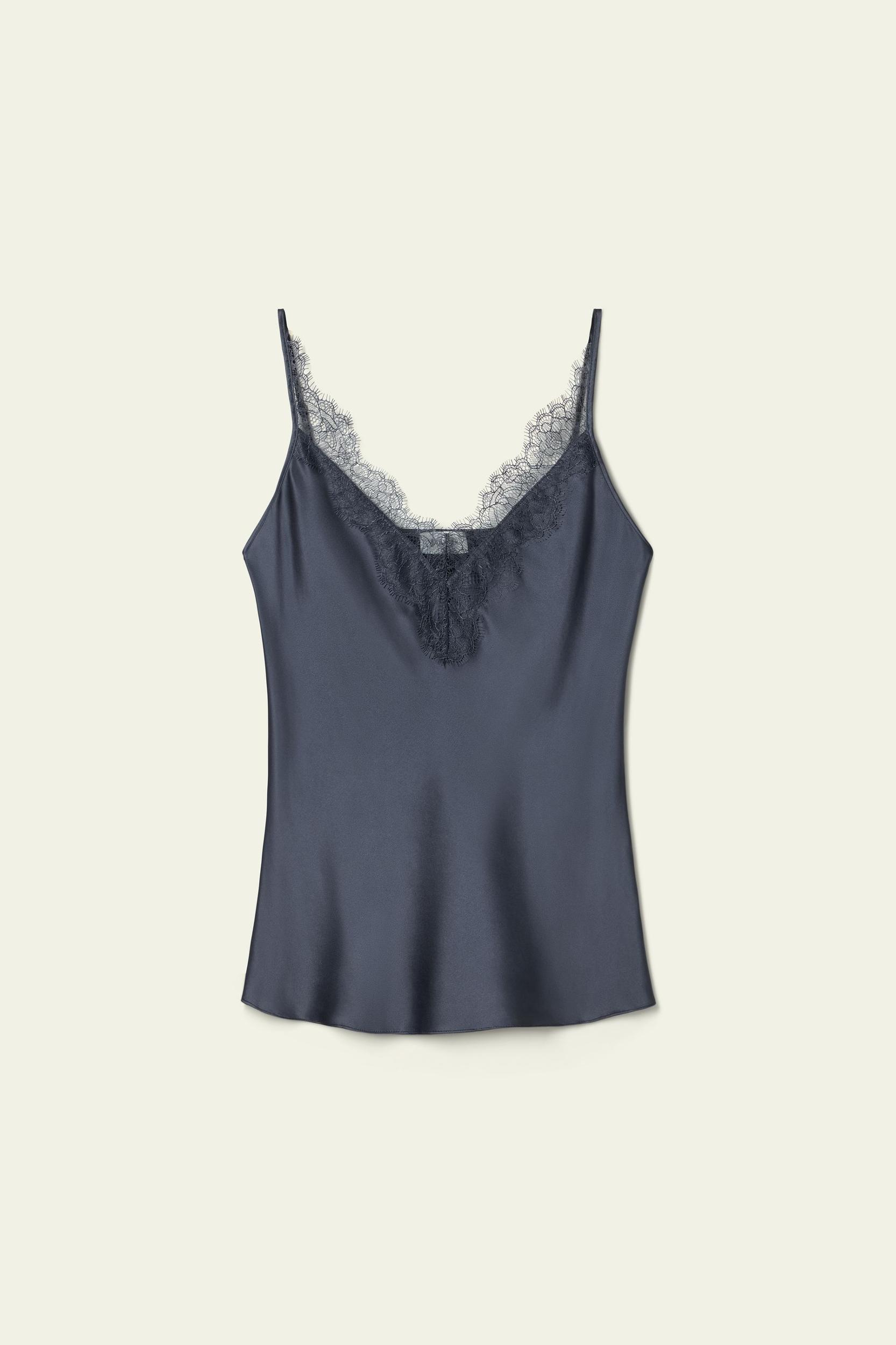 Lace-Trimmed Silk Camisole Product Image