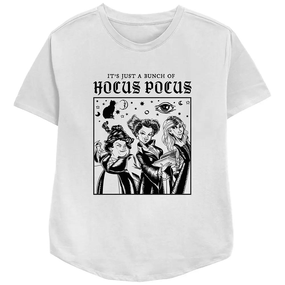 Disney's Hocus Pocus Juniors' Sanderson Sisters Cartoon Relaxed Fit Graphic Tee, Women's, Size: Large, White Product Image