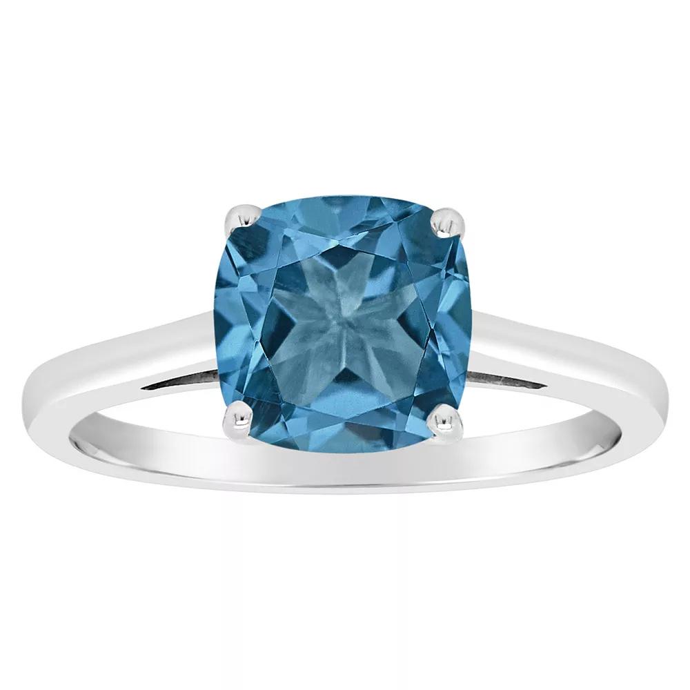 Alyson Layne 14k Gold Cushion London Blue Topaz Solitaire Ring, Women's, Size: 5 Product Image
