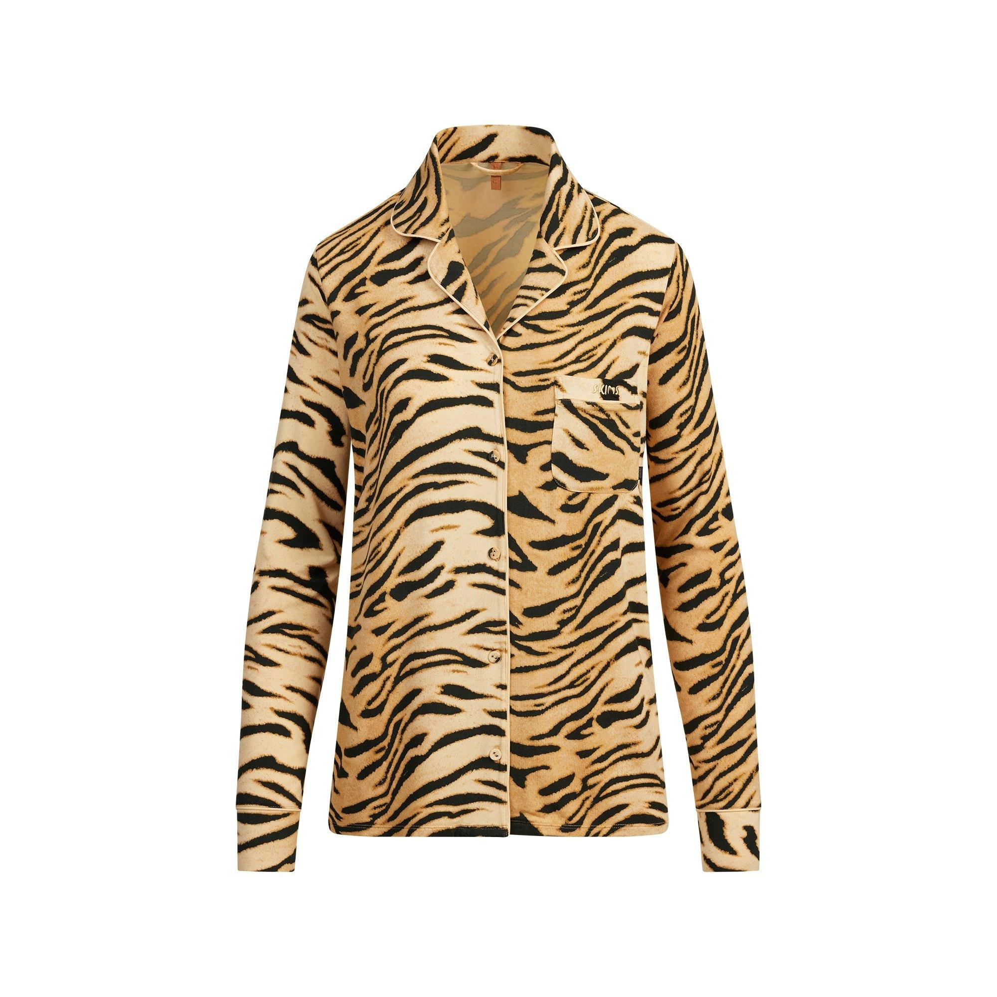 SKIMS SLEEP LONG SLEEVE BUTTON UP SET | BRONZE TIGER PRINT Product Image