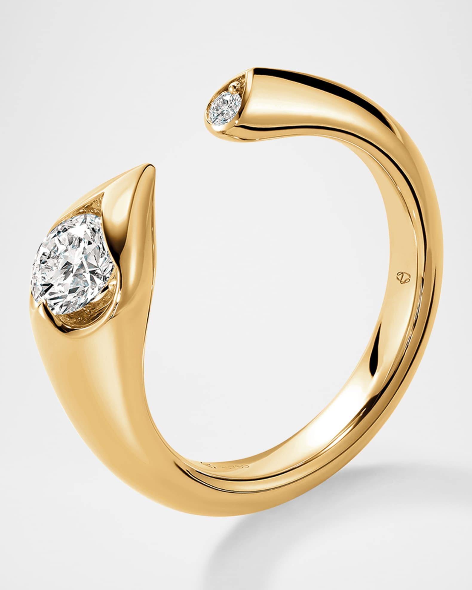 18K Yellow Gold LU Diamond Droplet Ring Product Image