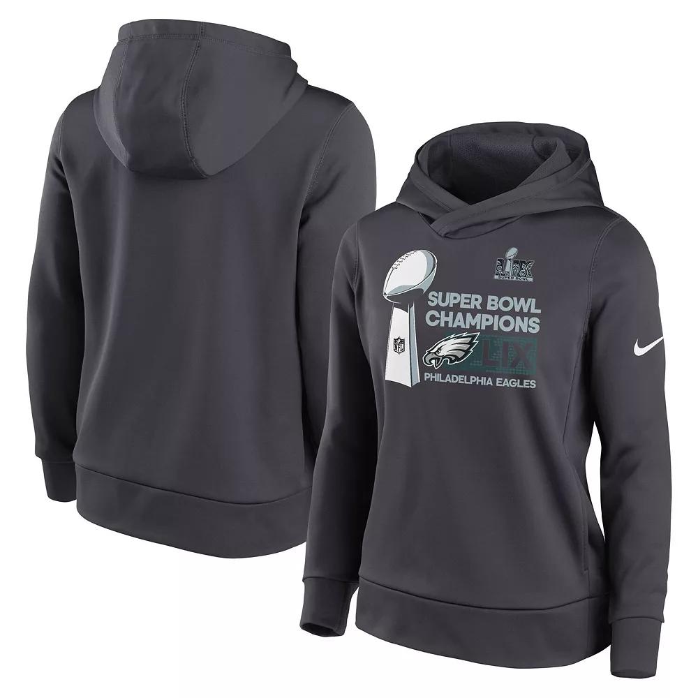 Womens Nike Anthracite Philadelphia Eagles Super Bowl LIX Champions Locker Room Trophy Collection Club Fleece Pullover Hoodie Product Image