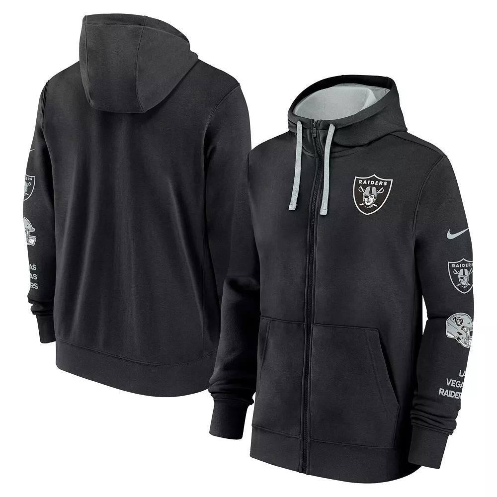 Men's Nike Black Las Vegas Raiders Club Full-Zip Hoodie Jacket, Size: Small, Lvr Black Product Image